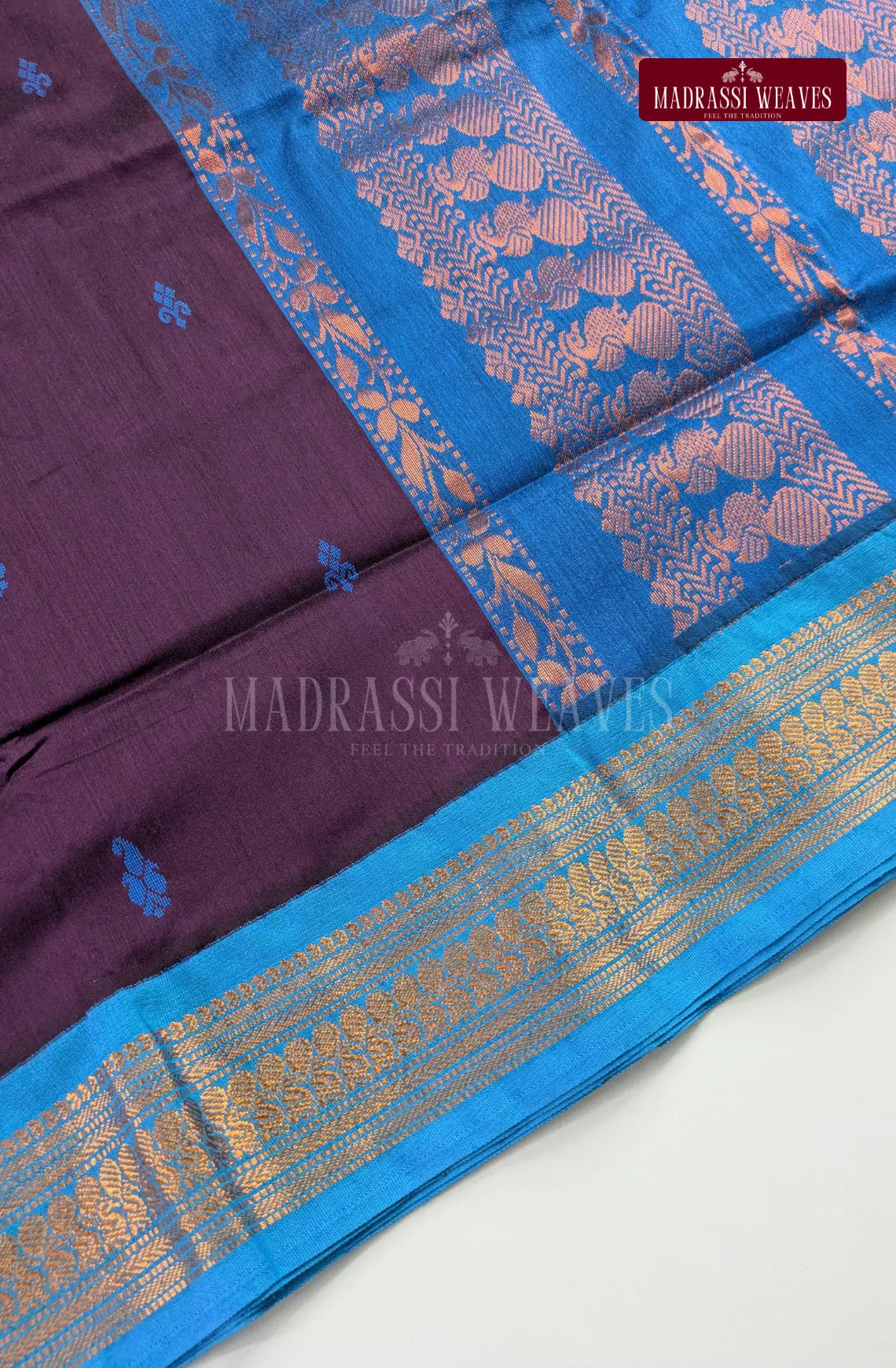 Premium Kalyani Gadwal Cotton Saree - Jamoon Fruit