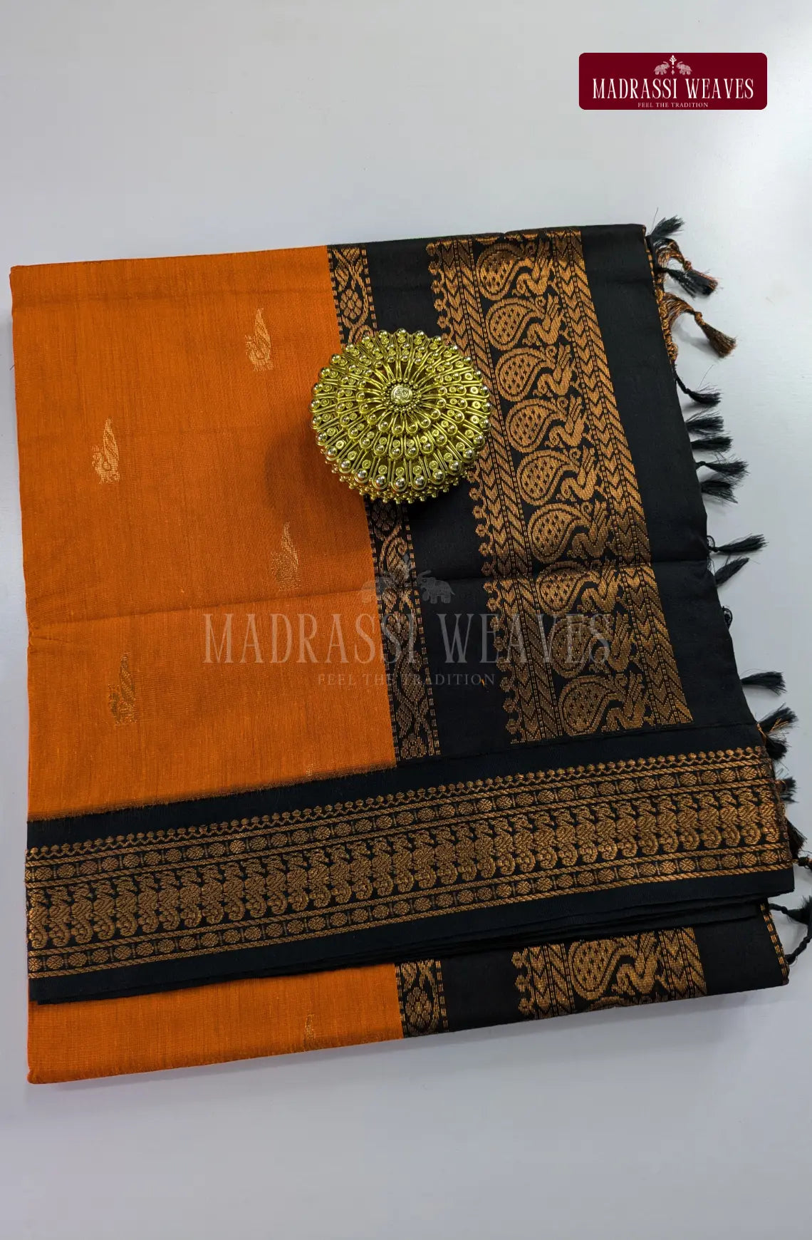 Premium Kalyani Gadwal Cotton Saree - Mango