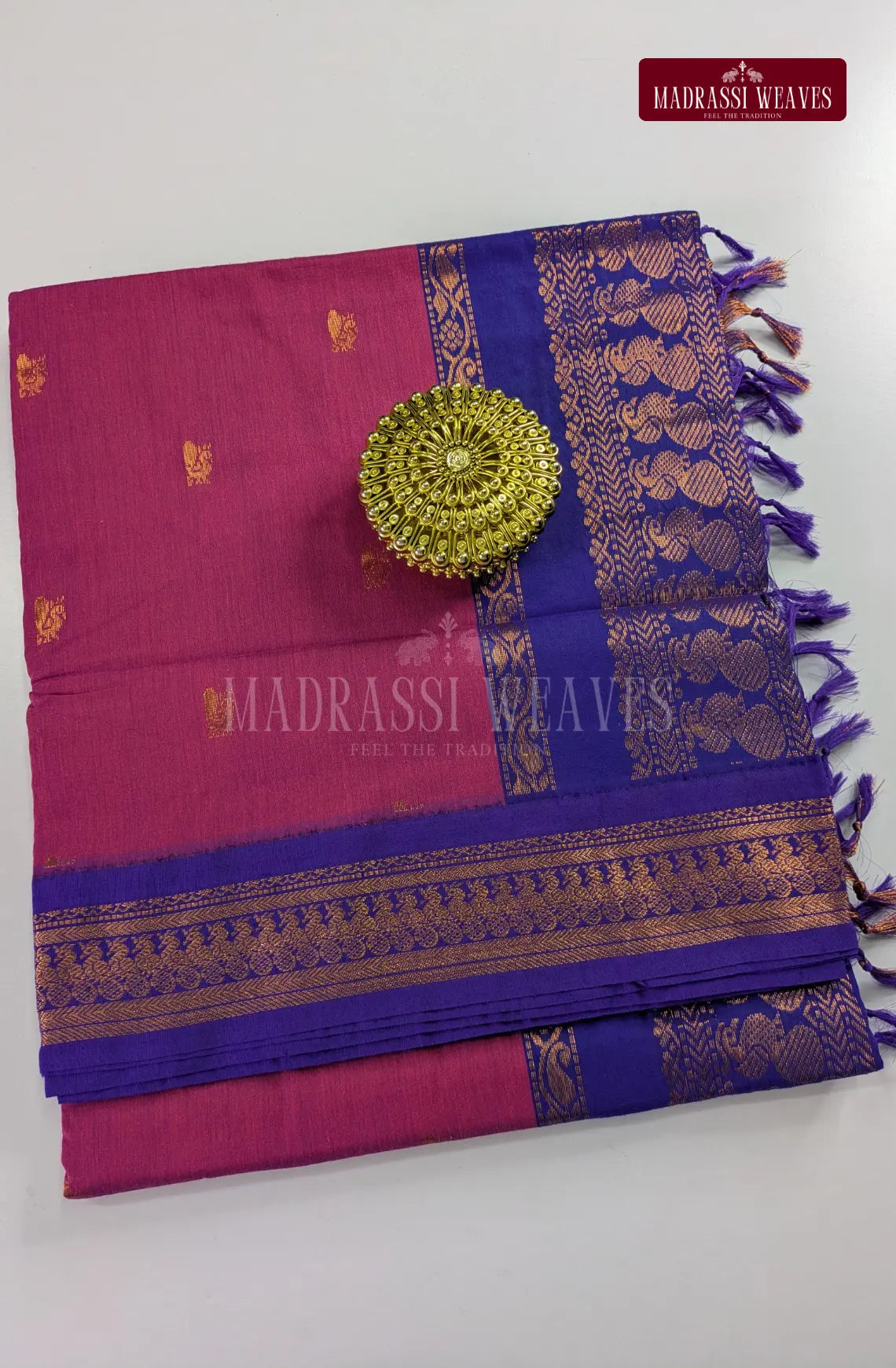 Premium Kalyani Gadwal Cotton Saree - Rani Pink