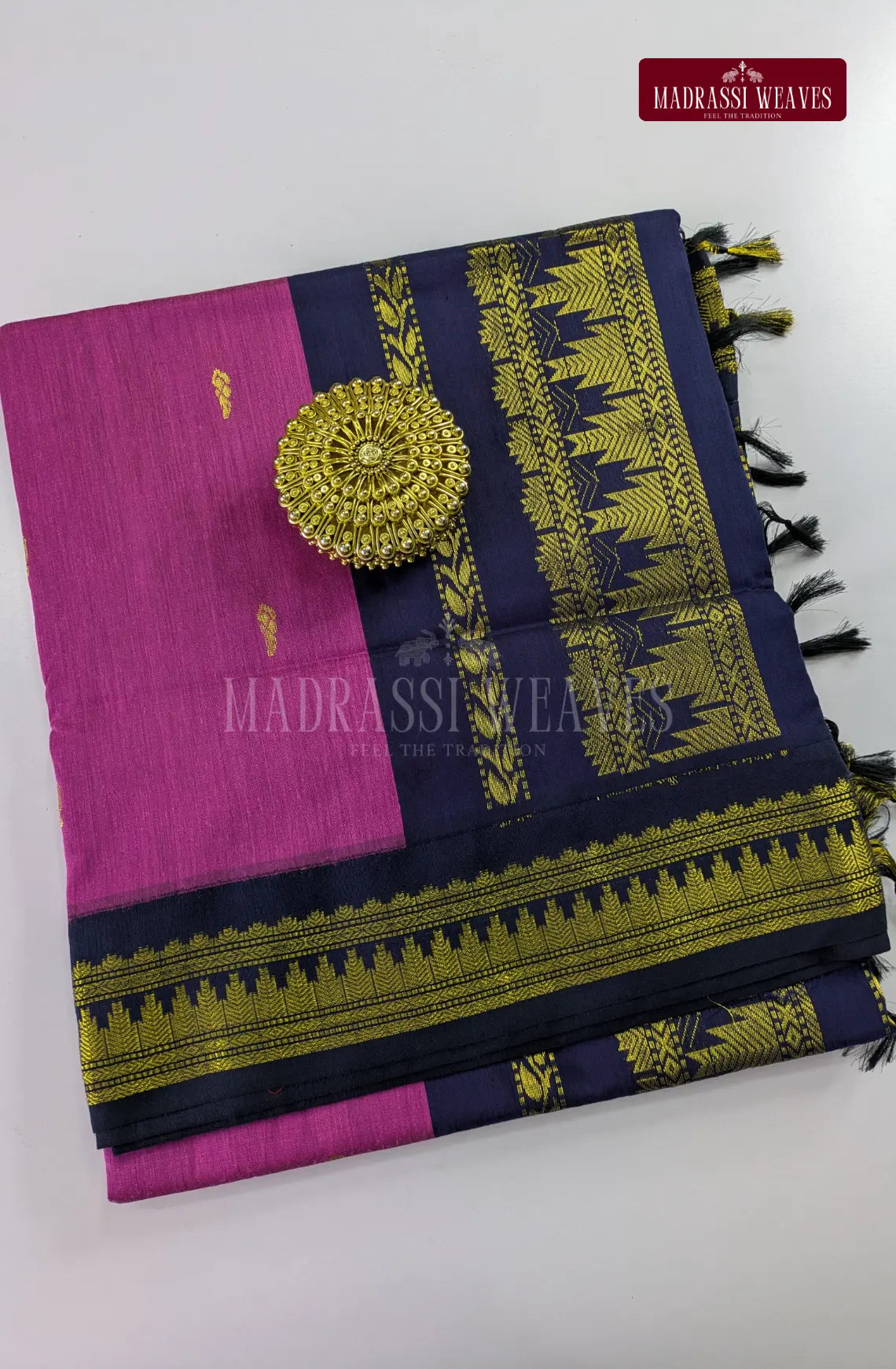 Premium Kalyani Gadwal Cotton Saree - Rosy Pink