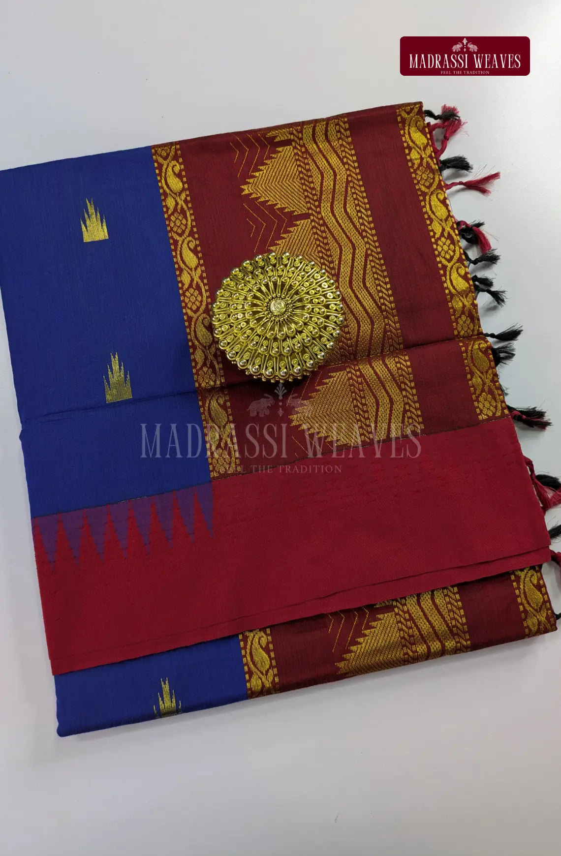 Premium Kalyani Gadwal Cotton Saree - Royal Blue