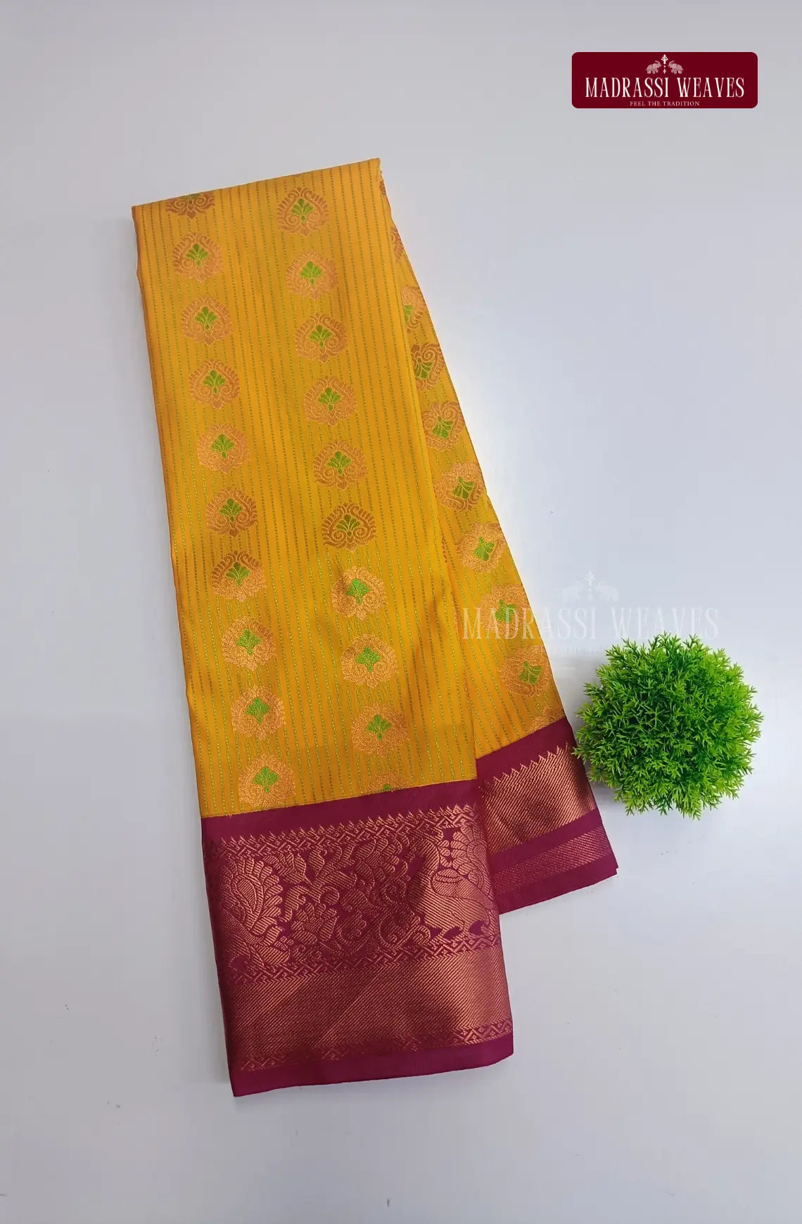 Kanchi Striped Semi Silk Saree with Meena Work