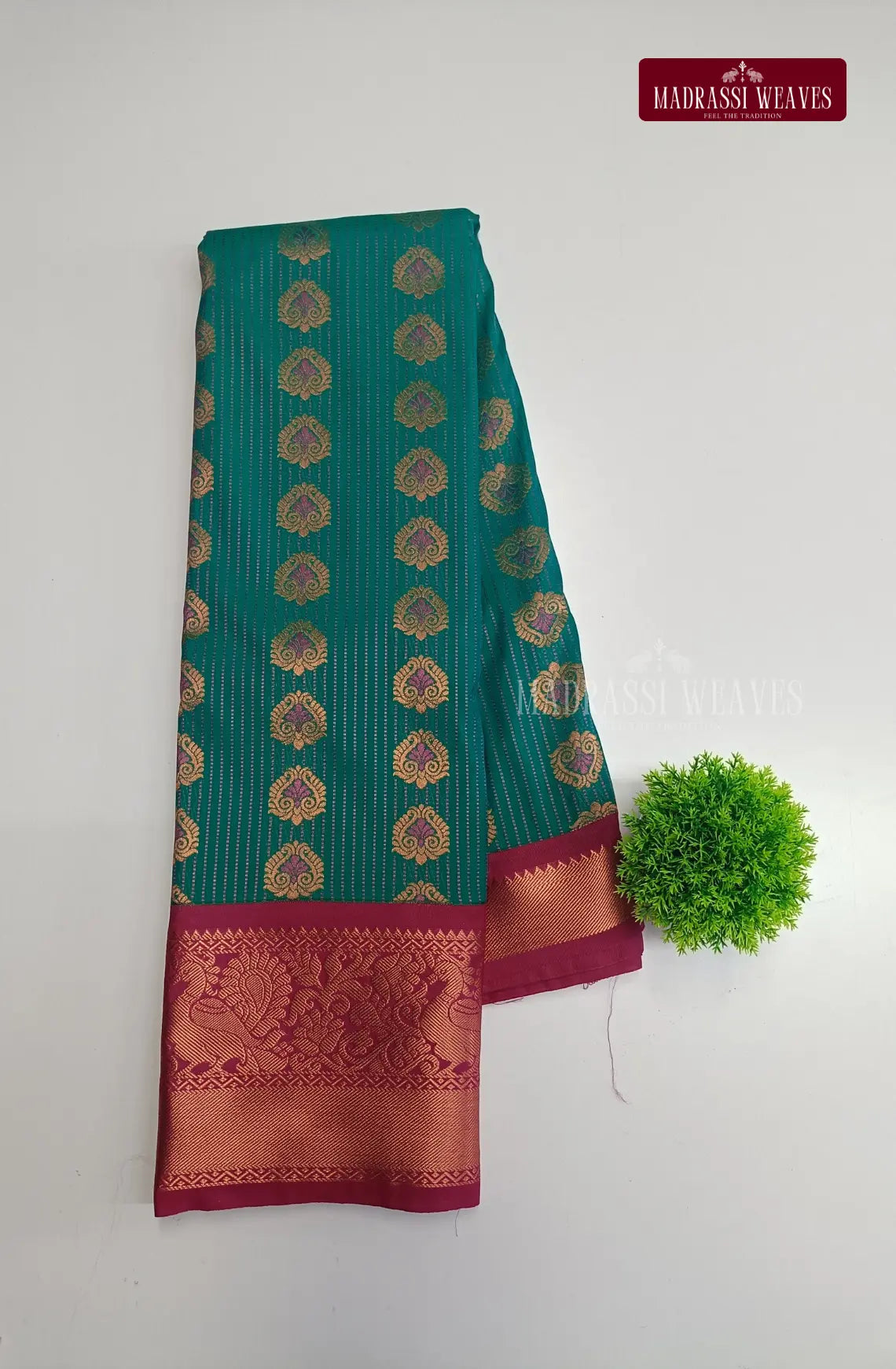Kanchi Striped Semi Silk Saree with Meena Work