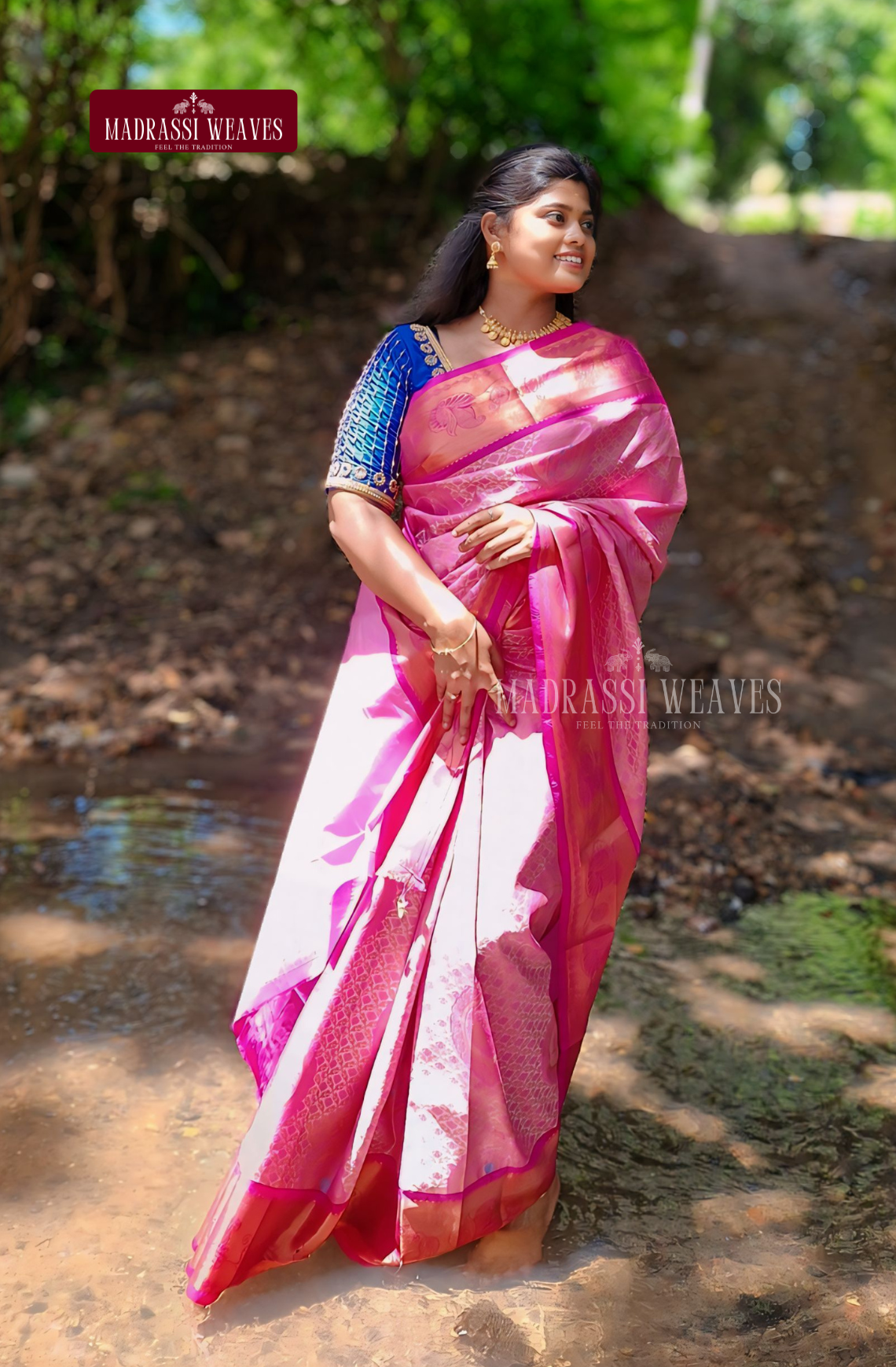 Kanchi Semi Silk Wedding Saree - Pink