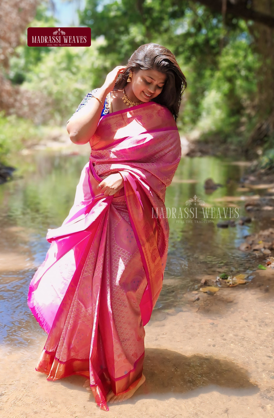 Kanchi Semi Silk Wedding Saree - Pink