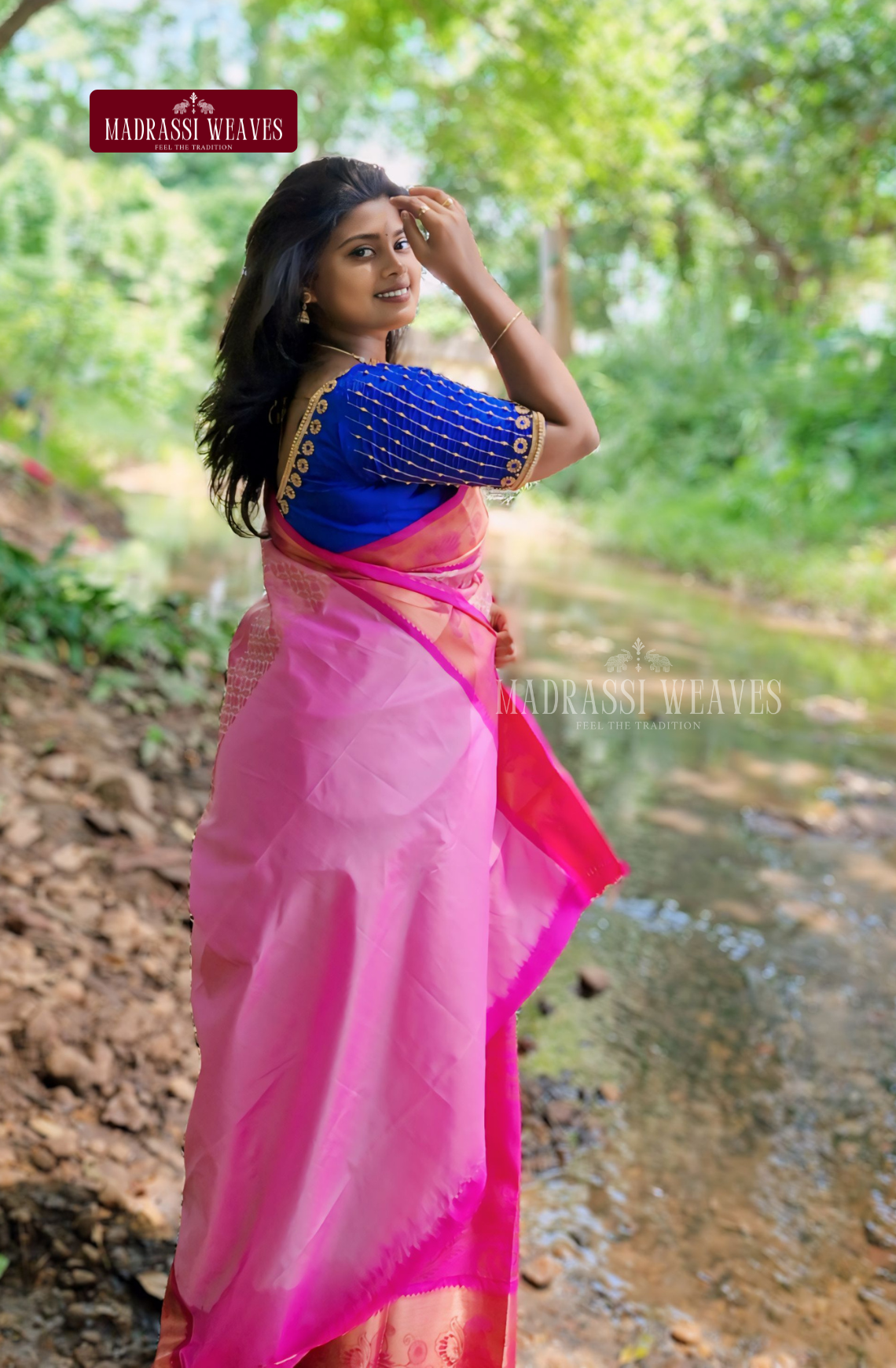 Kanchi Semi Silk Wedding Saree - Pink