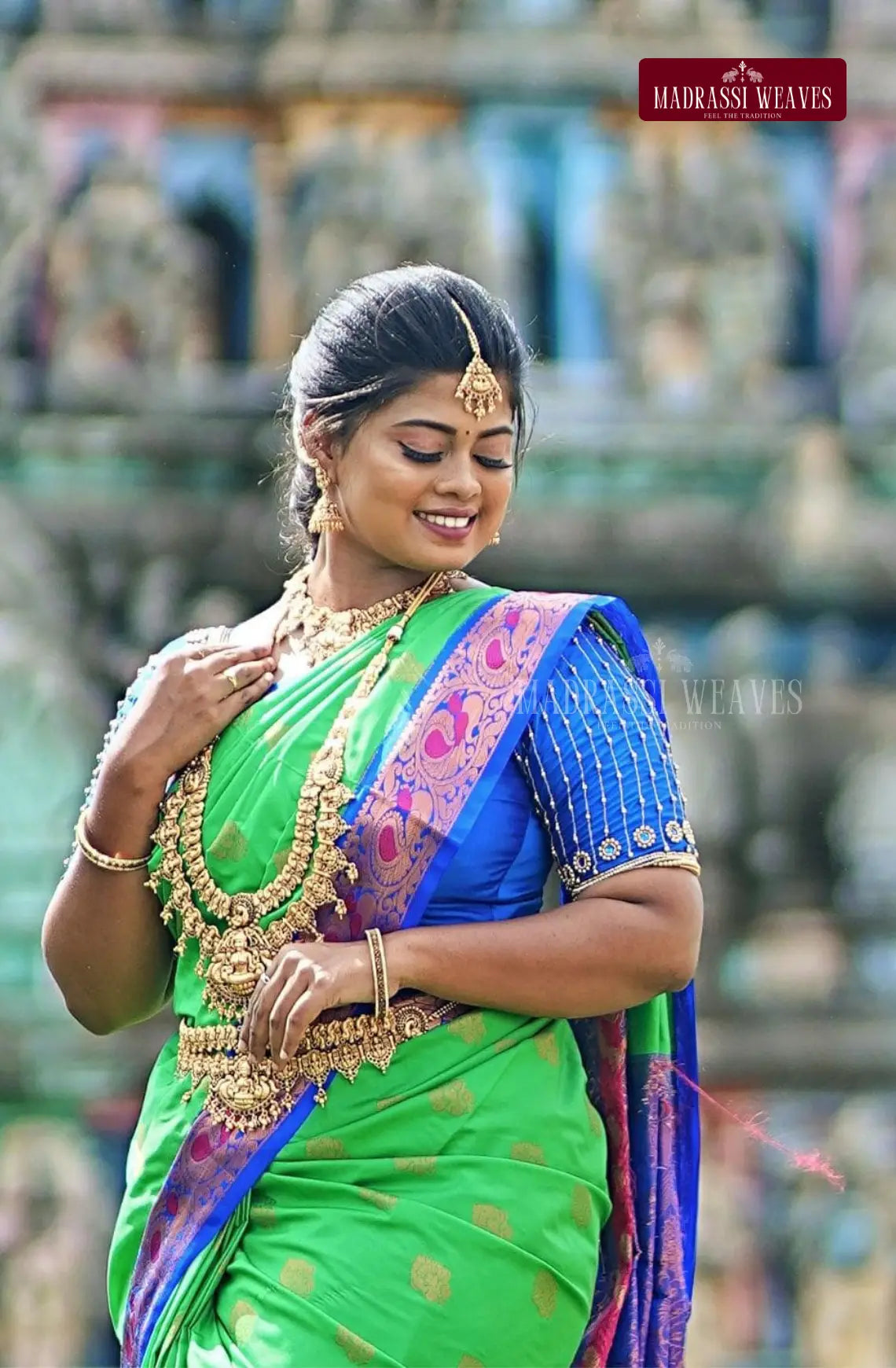 Unleash your traditional side with the Kanjeevaram Meena Soft Silk Saree! Made from high-quality semi silk, this saree features a stunning meena design and comes in 6 vibrant colors - green, violet, mustard, cream, maroon, and sky blue. Perfect for any occasion, this saree comes with an attached blouse material and can be easily purchased online. Elevate your style and make a statement with this exquisite piece!