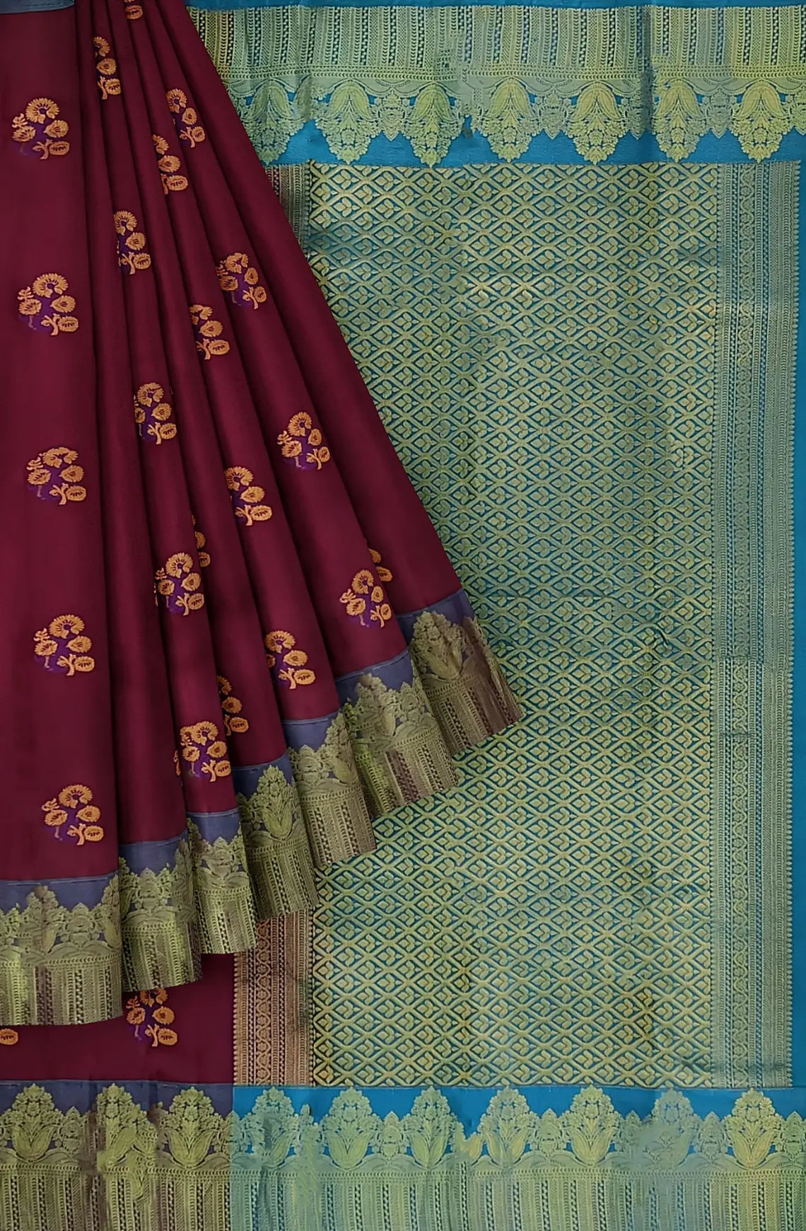 Kanjeevaram Pure Silk Saree - Wine Red