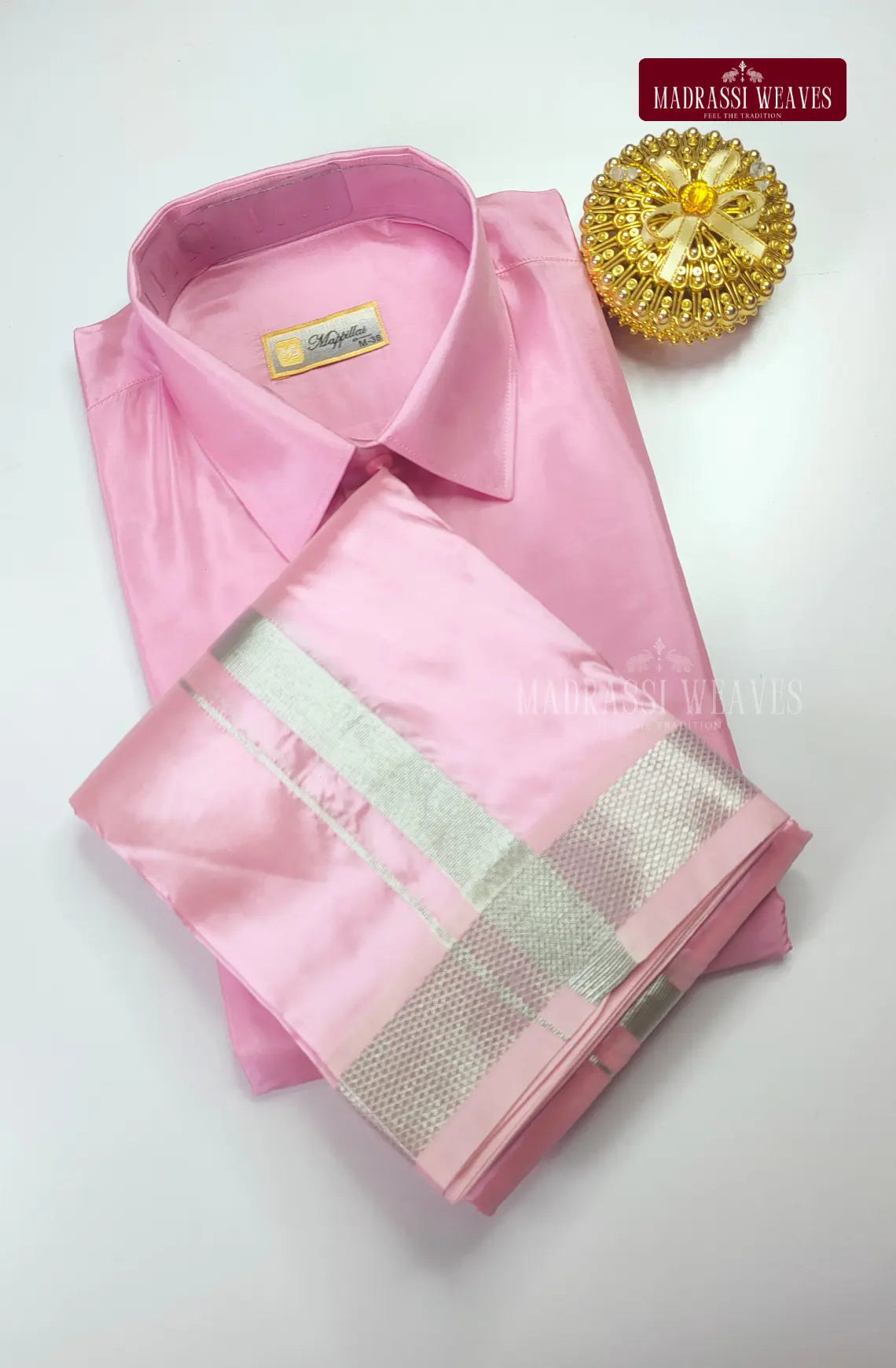 Kids Premium Art Silk Dhoti Set - Rosy Pink