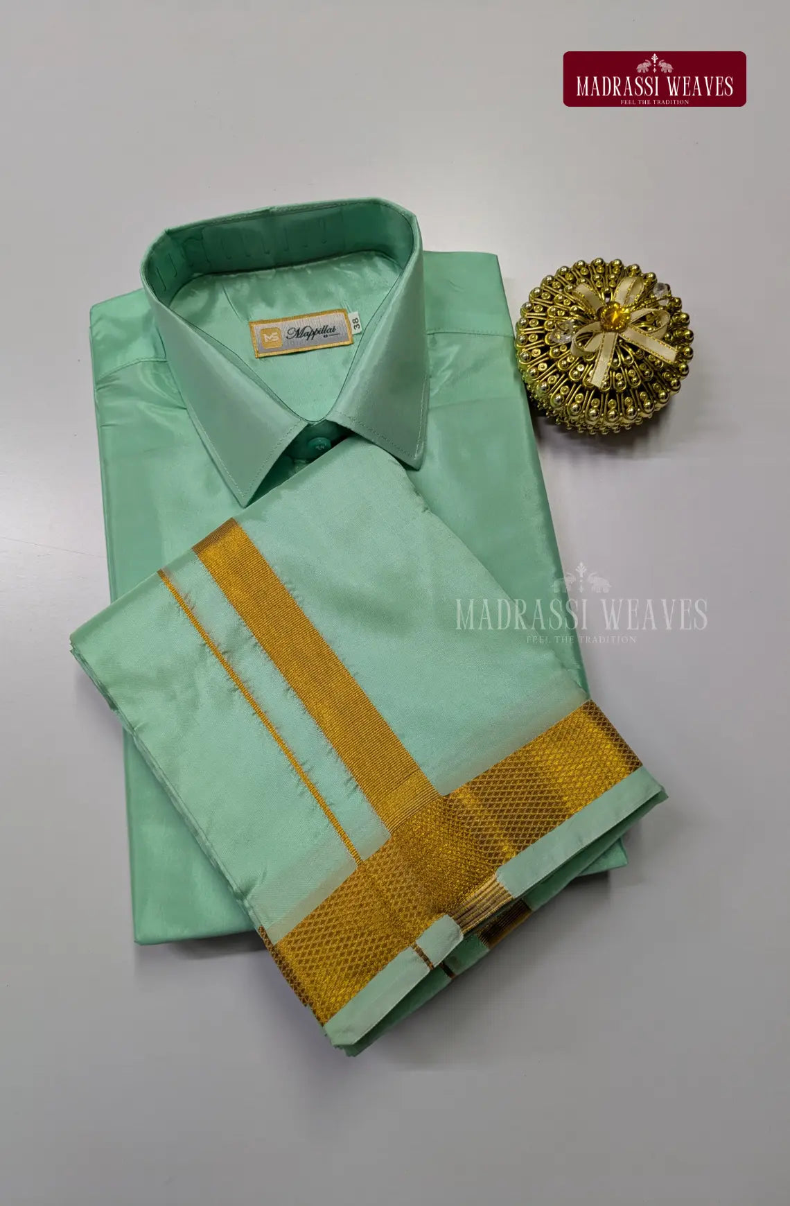 Kids Premium Silk Dhoti Set with Gold Zari - Rexona