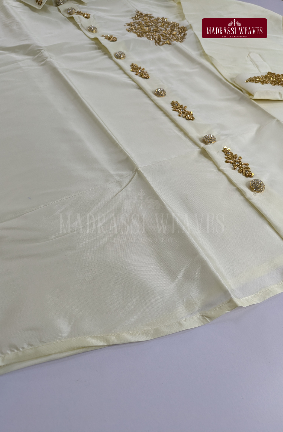 Luxury Aari Work Wedding Silk Dhoti Set (HandCrafted) -(DESPATCH TIME 15 DAYS)
