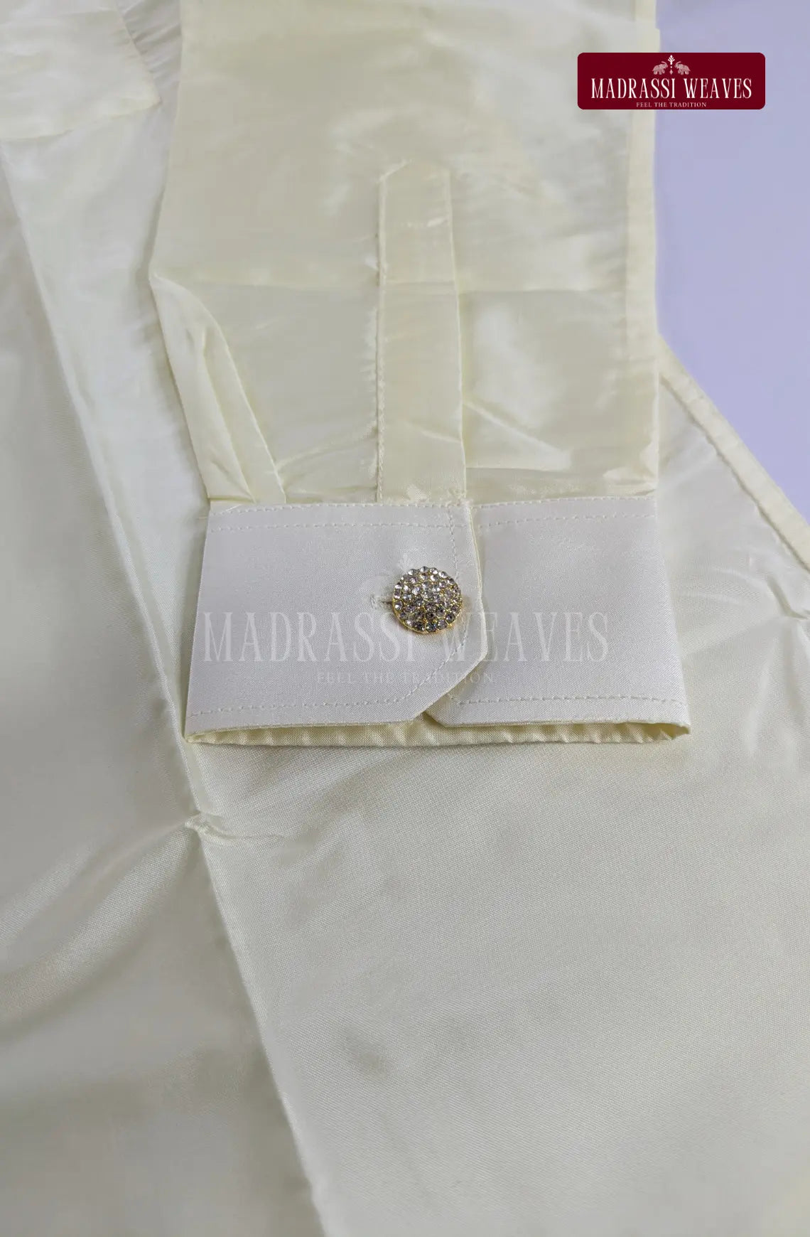 Aari Work Men's Shirt 2 (Hand Crafted) - Pearl White