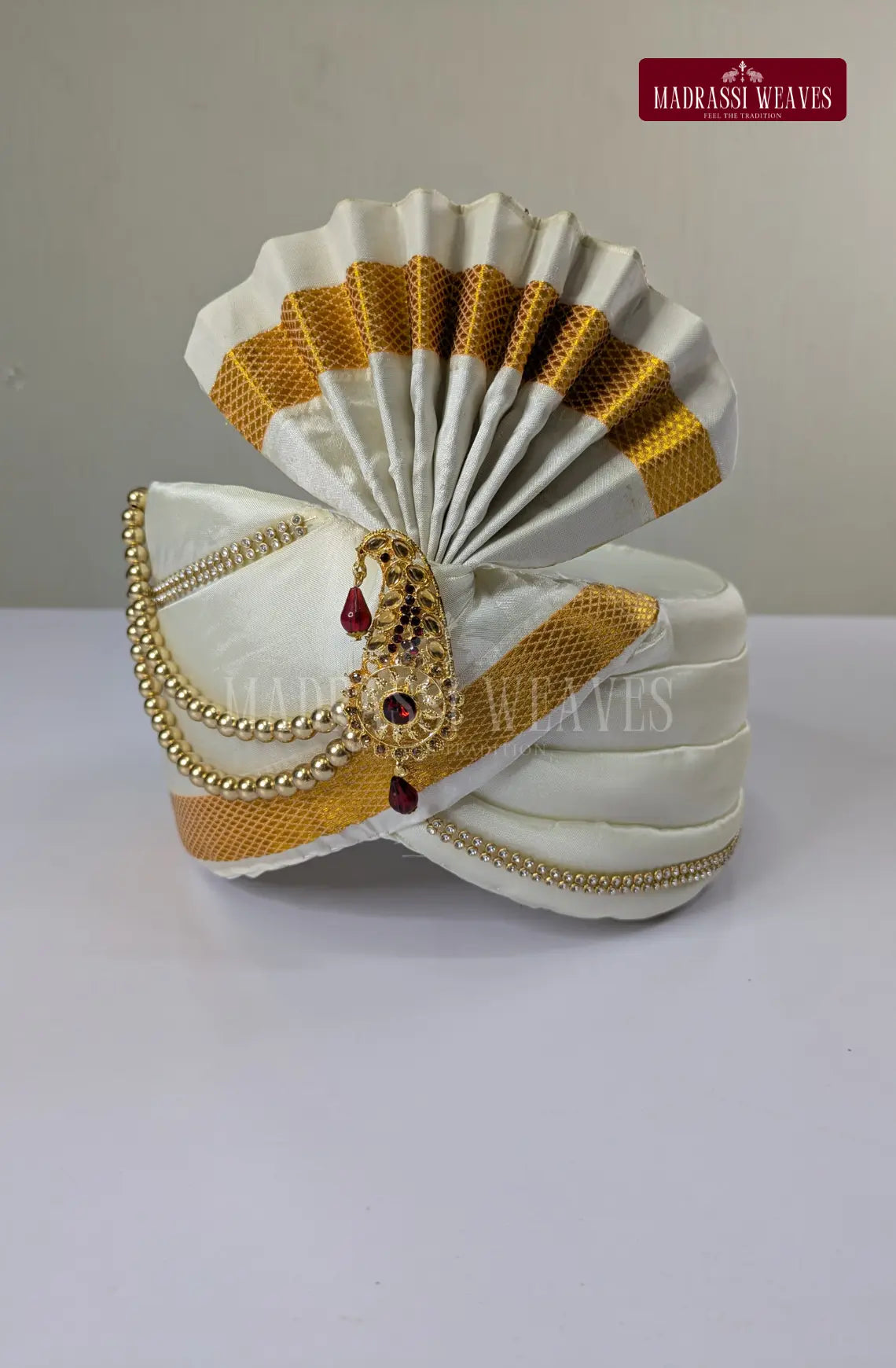 Premium Men's Wedding Tissue Silk Dhoti Set - Gold 1