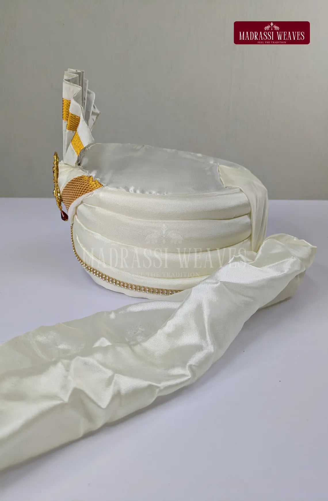 Premium Men's Wedding Tissue Silk Dhoti Set - Gold 1