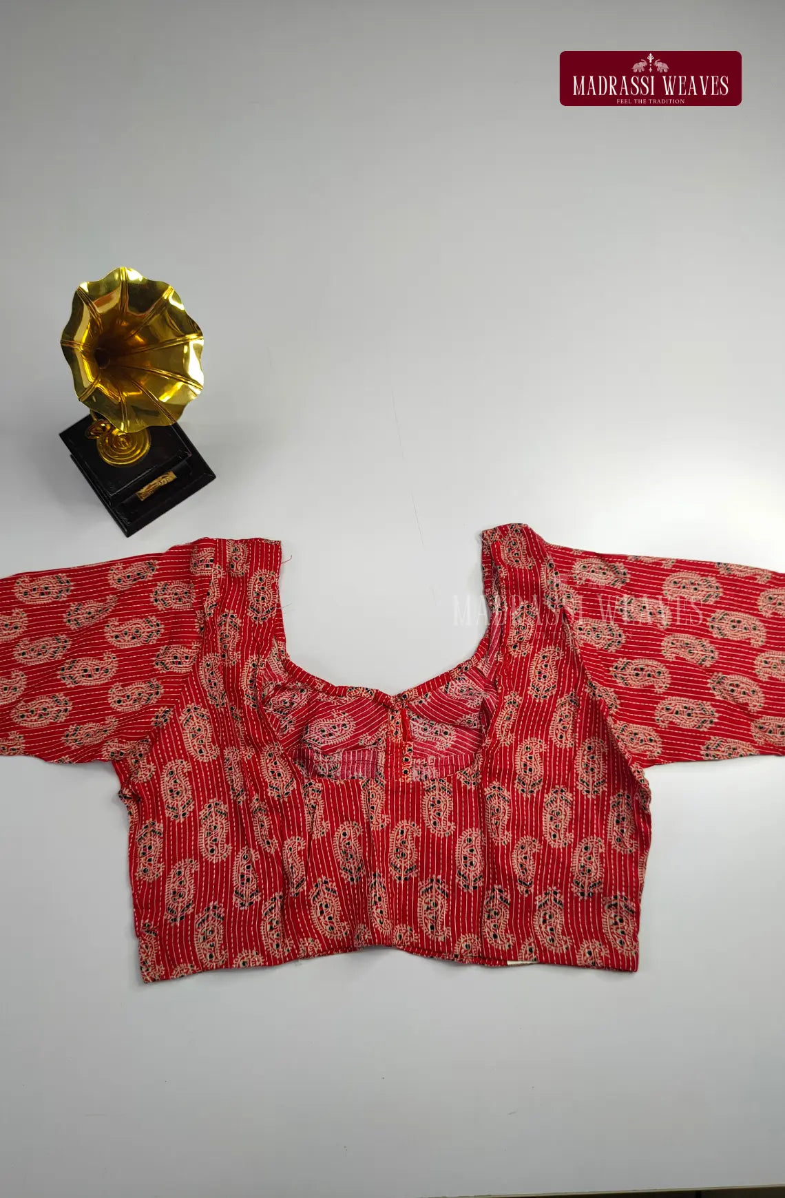 Mango Butta Printed Readymade Blouse - Royal Red