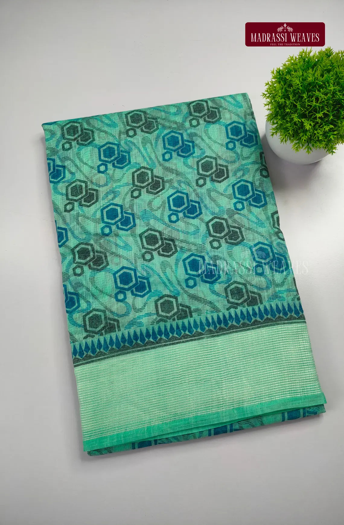 Office Wear Cotton Blend Saree - Blue