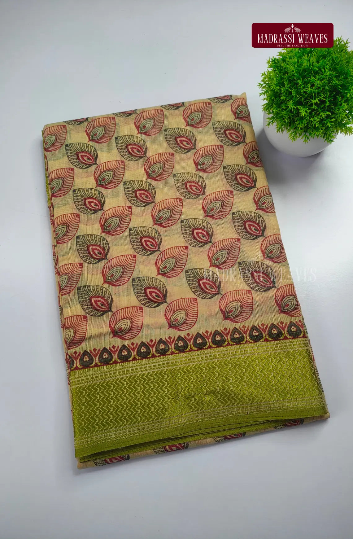 Office Wear Cotton Blend Saree - Sandal
