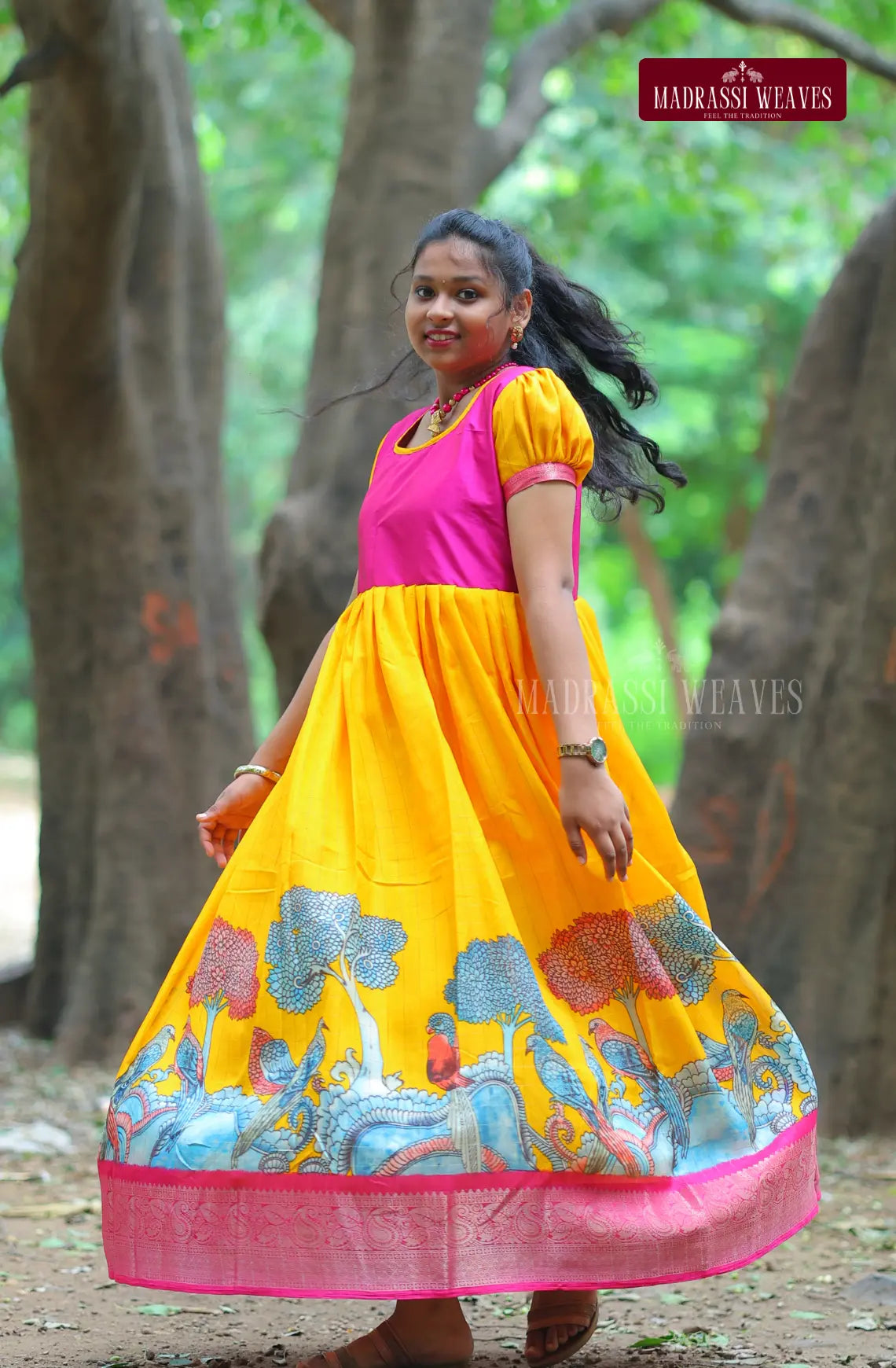 Party Wear Girl's Fusion Dress - Haldi Dreams