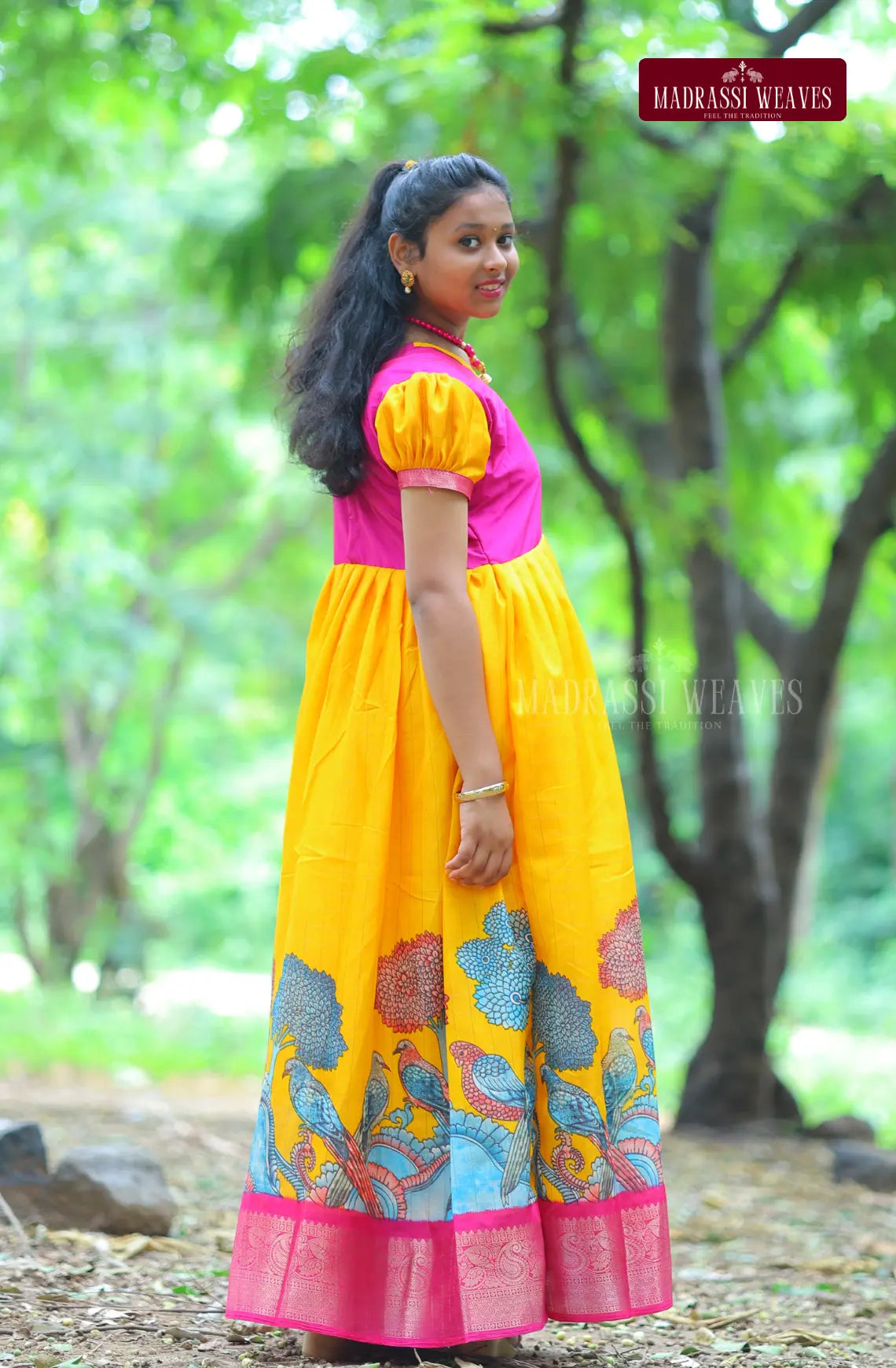 Party Wear Girl's Fusion Dress - Haldi Dreams