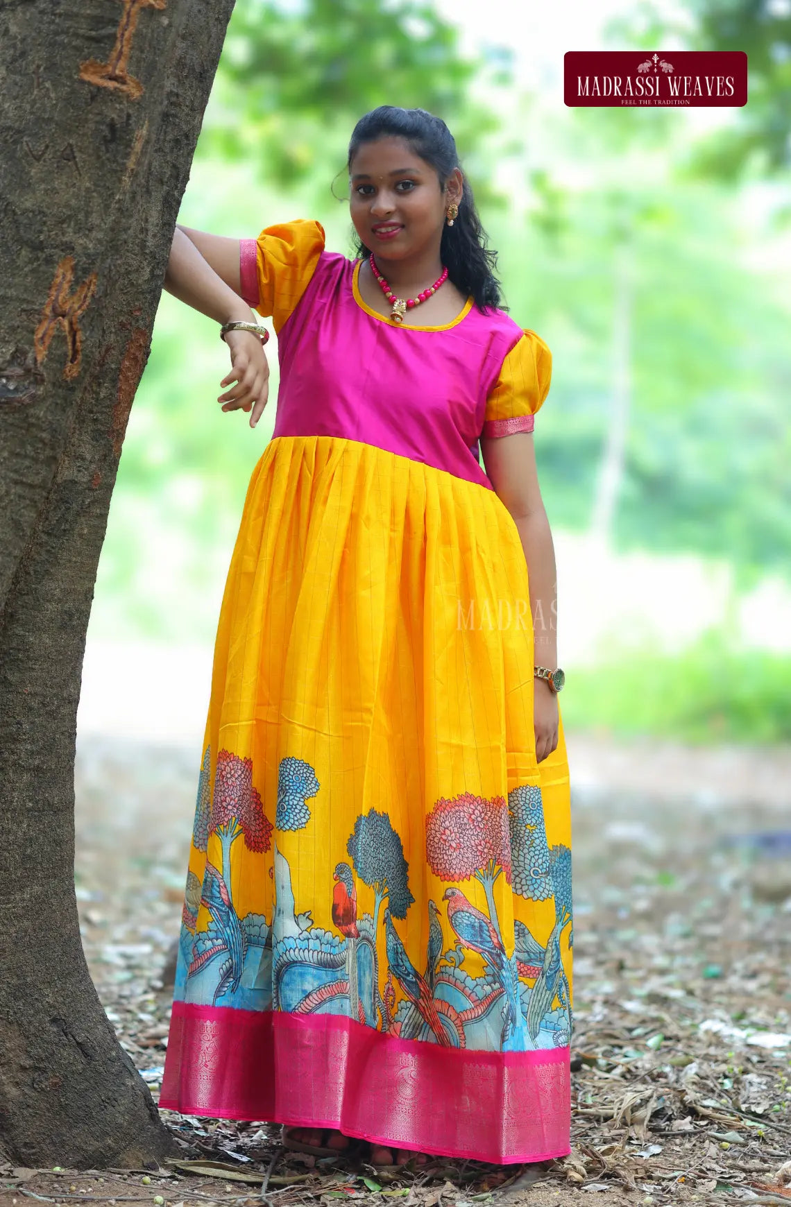 Party Wear Girl's Fusion Dress - Haldi Dreams