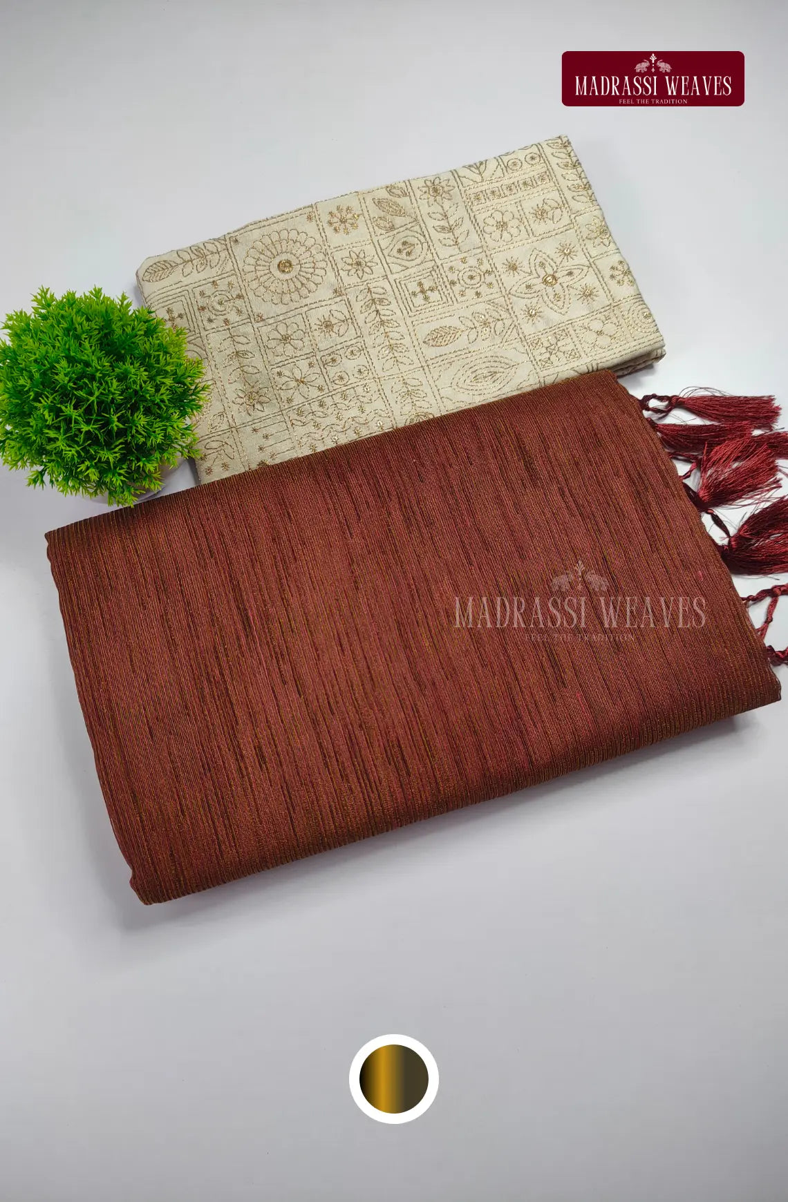 Premium Soft Crush Plain saree With Embroiderey Blouse Combo