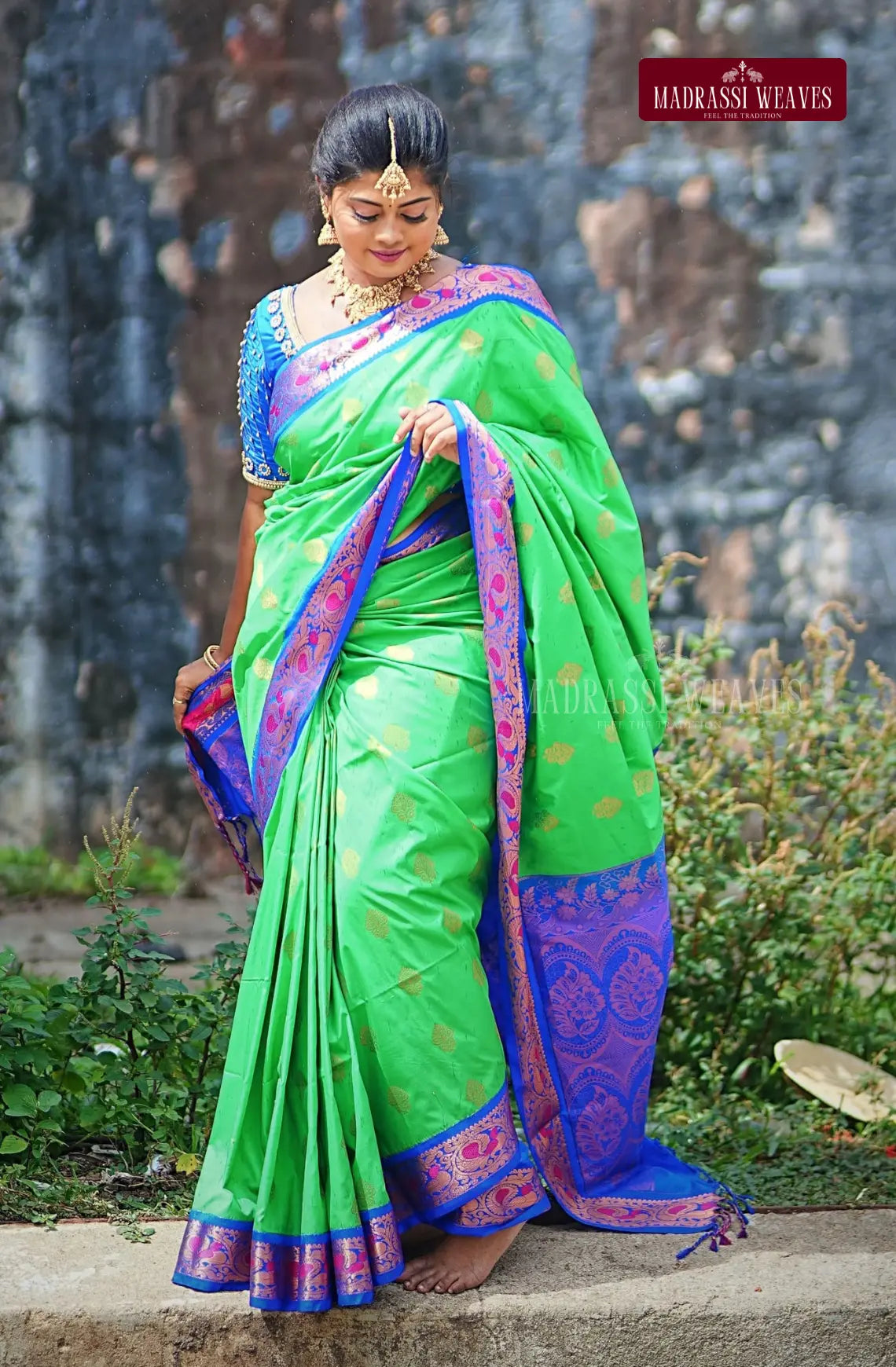 Unleash your traditional side with the Kanjeevaram Meena Soft Silk Saree! Made from high-quality semi silk, this saree features a stunning meena design and comes in 6 vibrant colors - green, violet, mustard, cream, maroon, and sky blue. Perfect for any occasion, this saree comes with an attached blouse material and can be easily purchased online. Elevate your style and make a statement with this exquisite piece!