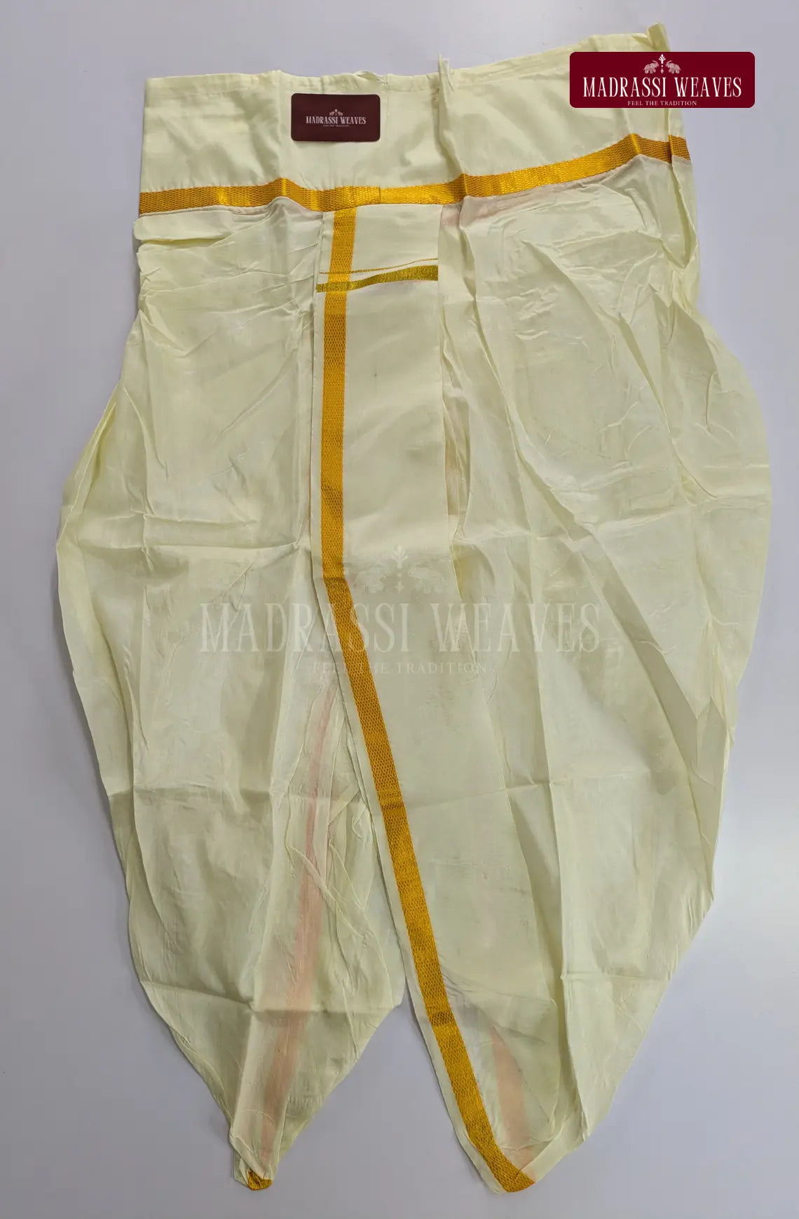 Premium Art Silk Kurta & Readymade Panchakecham Set - White