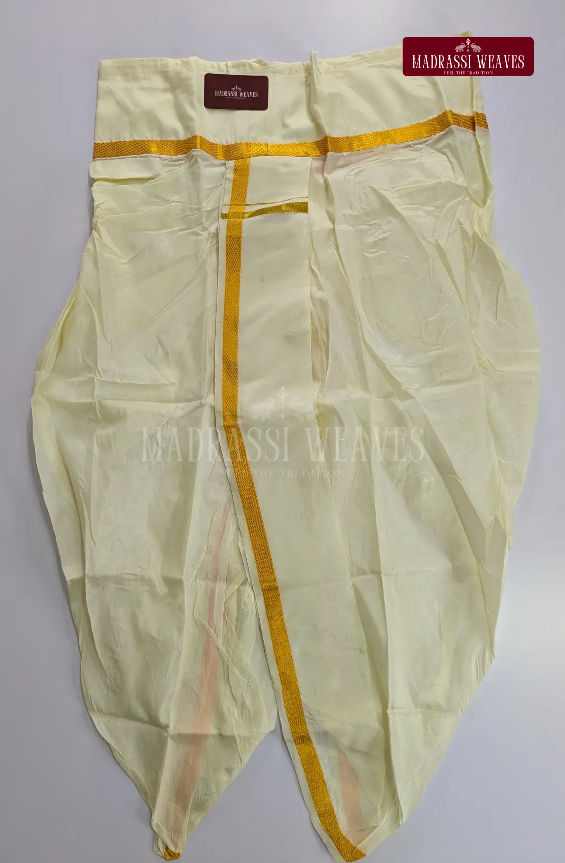 Premium Art Silk Kurta & Readymade Panchakecham Set - White