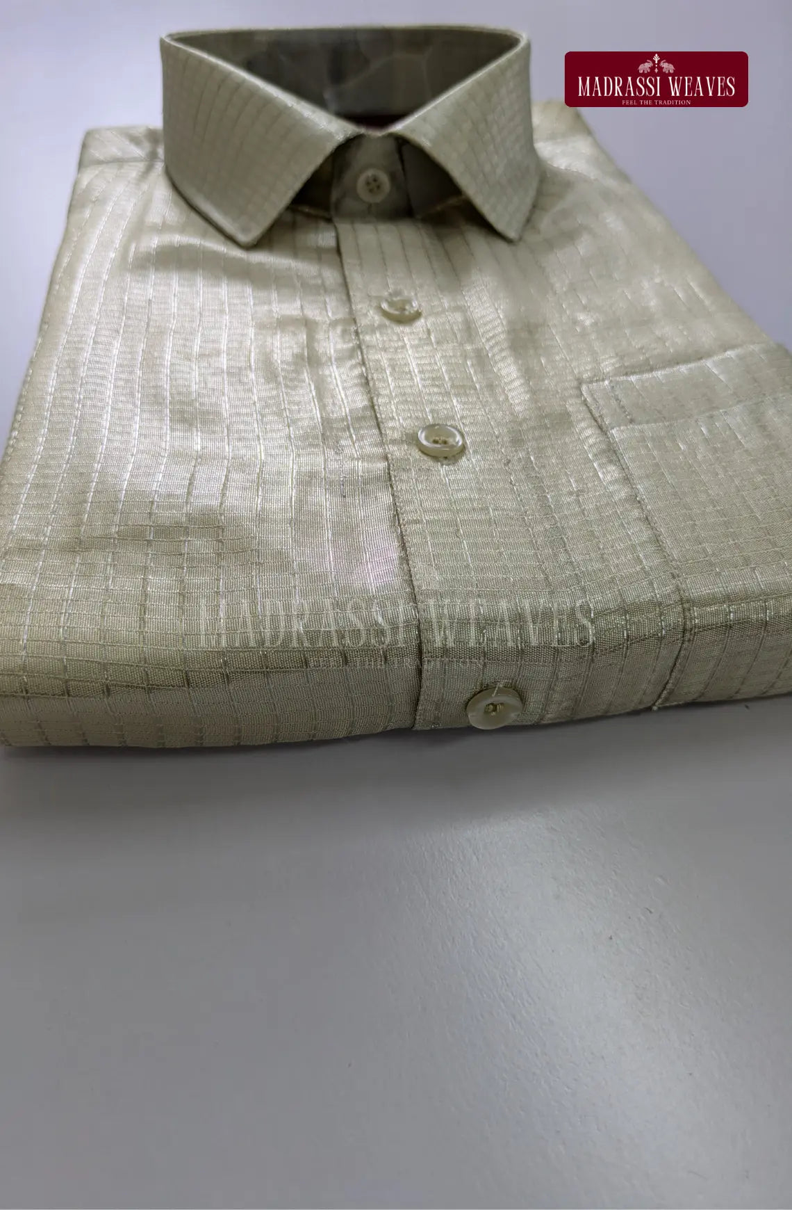 Premium Art Silk Tissue Dhoti Set - Ivory