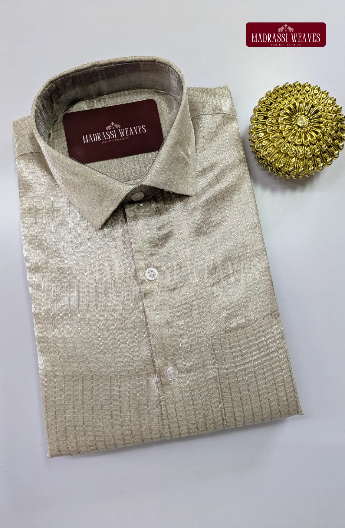 Premium Art Silk Tissue Dhoti Set - Silver