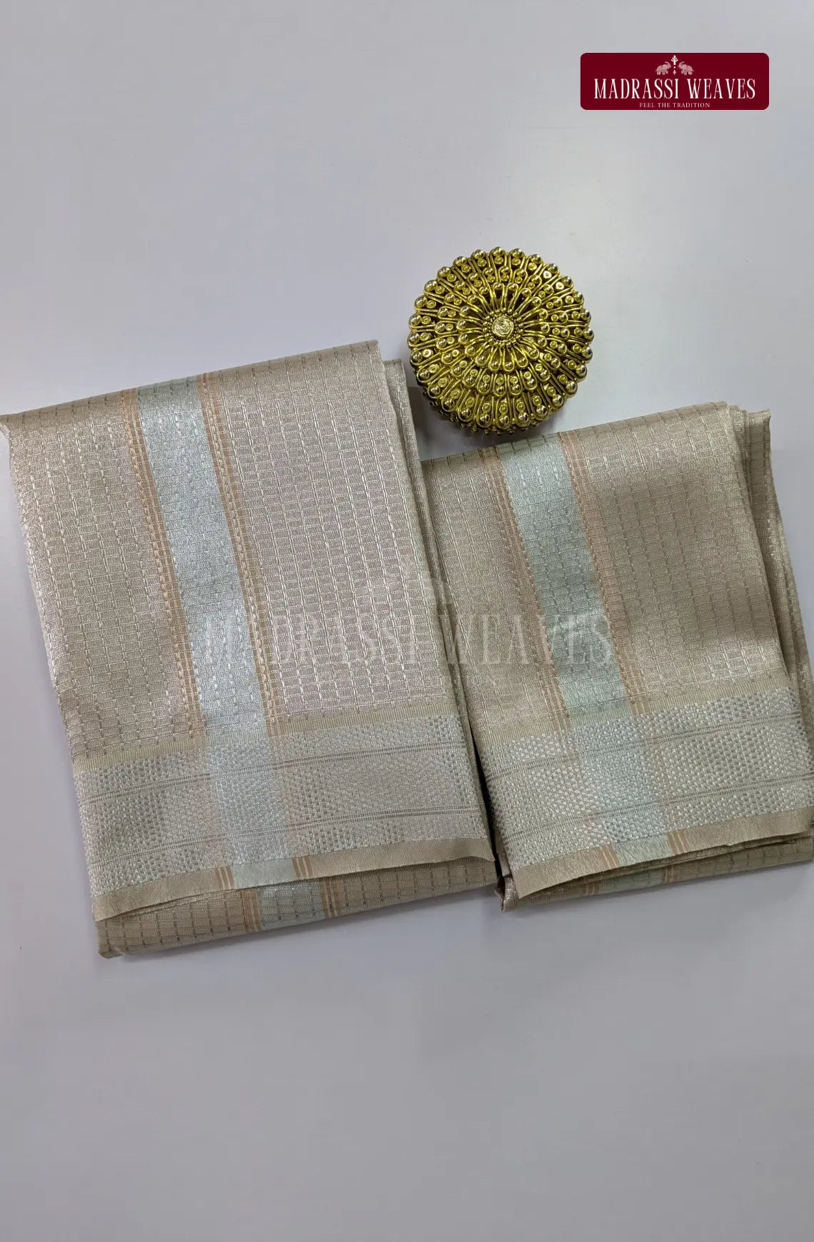 Premium Art Silk Tissue Dhoti Set - Silver