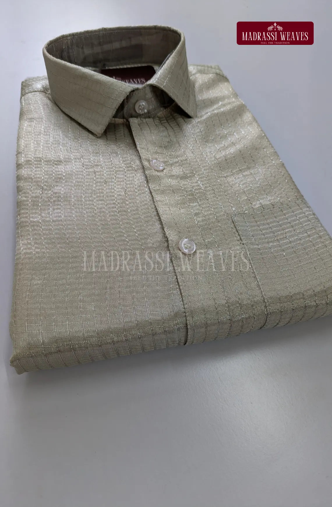 Premium Art Silk Tissue Dhoti Set - Silver