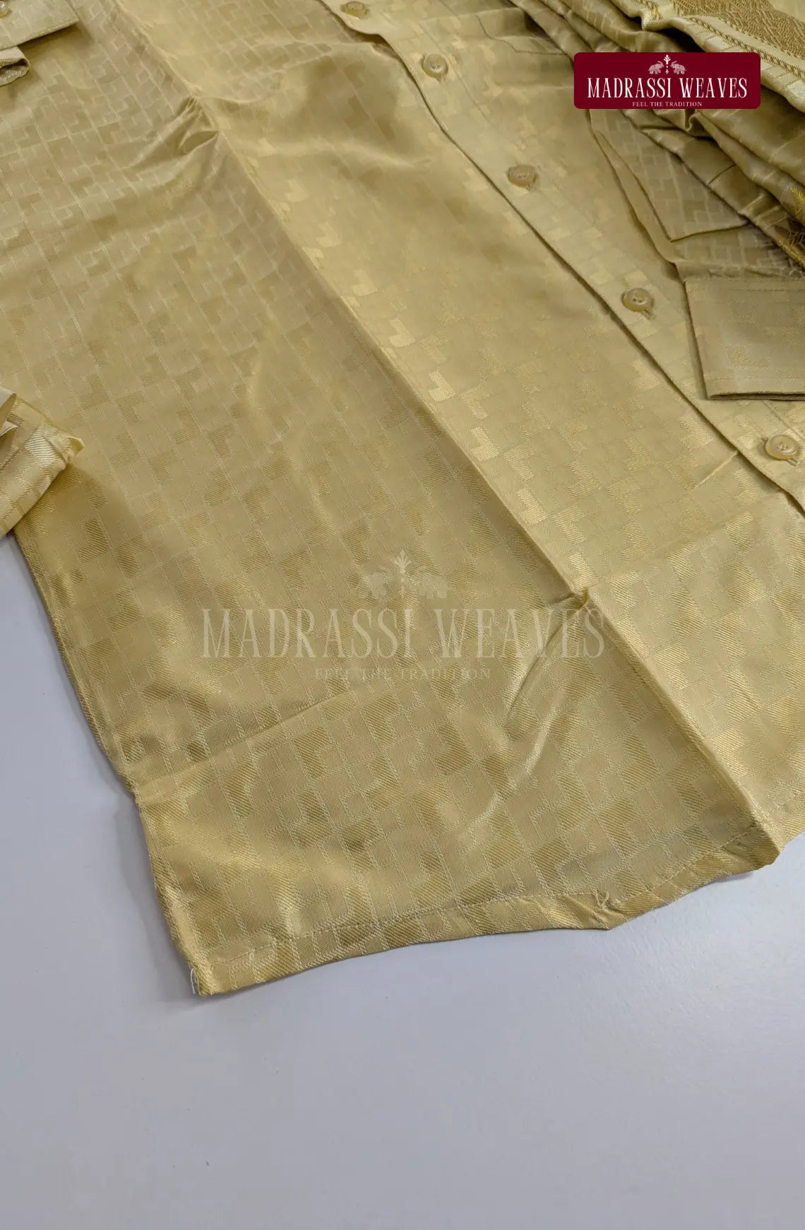 Premium Ethnic Embossed Men's Dhoti Set - Sandal