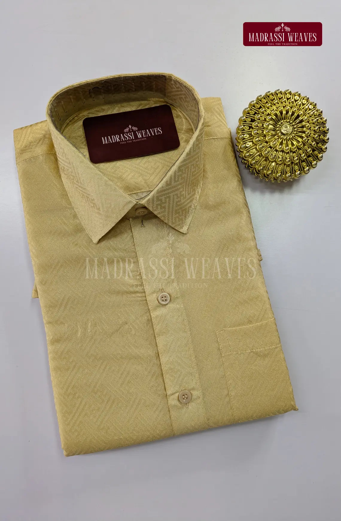 Premium Ethnic Embossed Men's Dhoti Set - Sandalwood