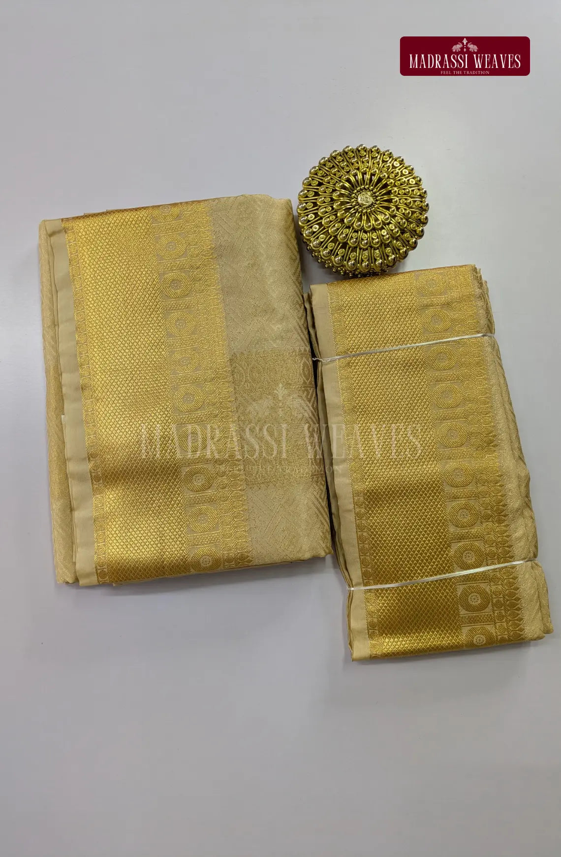 Premium Ethnic Embossed Men's Dhoti Set - Sandalwood