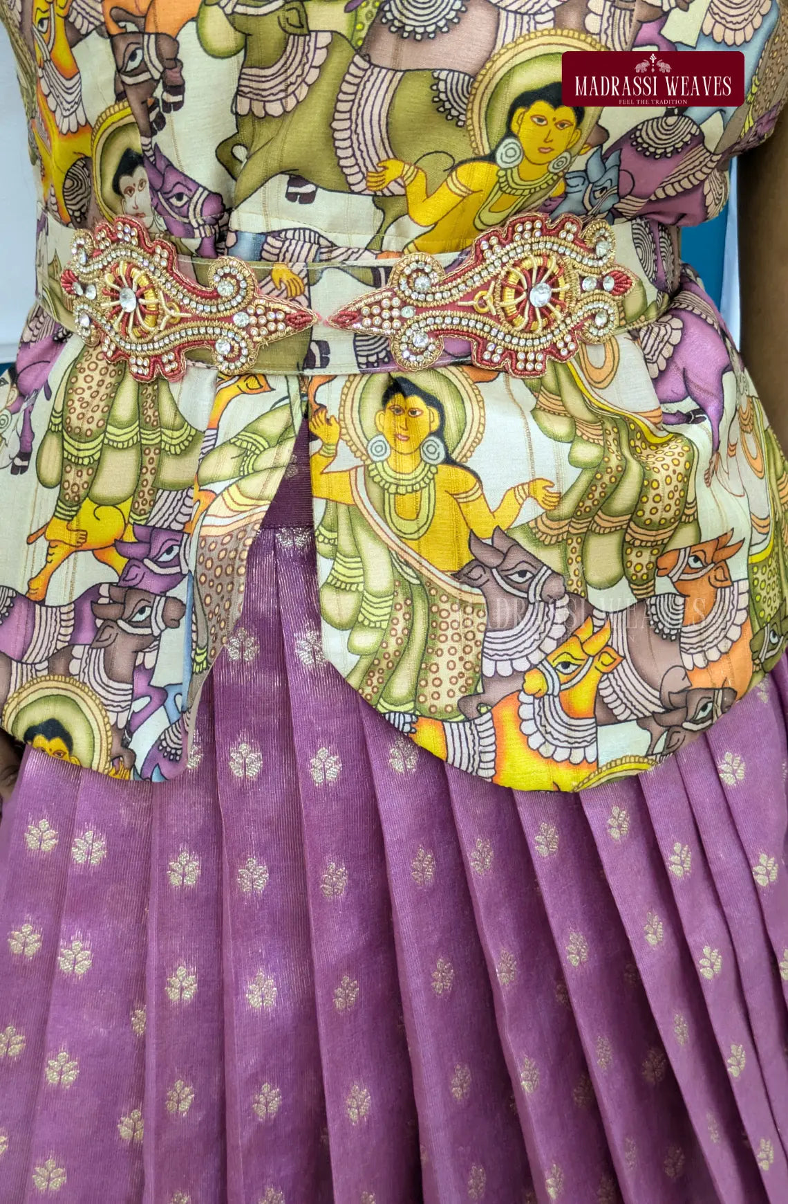 Premium Indo-western Girl's Dress - Kalamkari Twinkle Tales