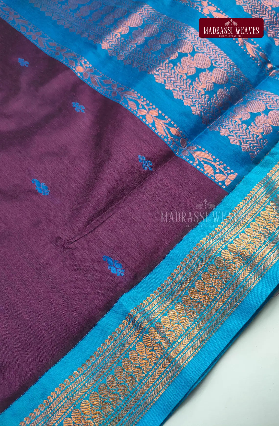 Premium Kalyani Gadwal Cotton Saree - Jamoon Fruit