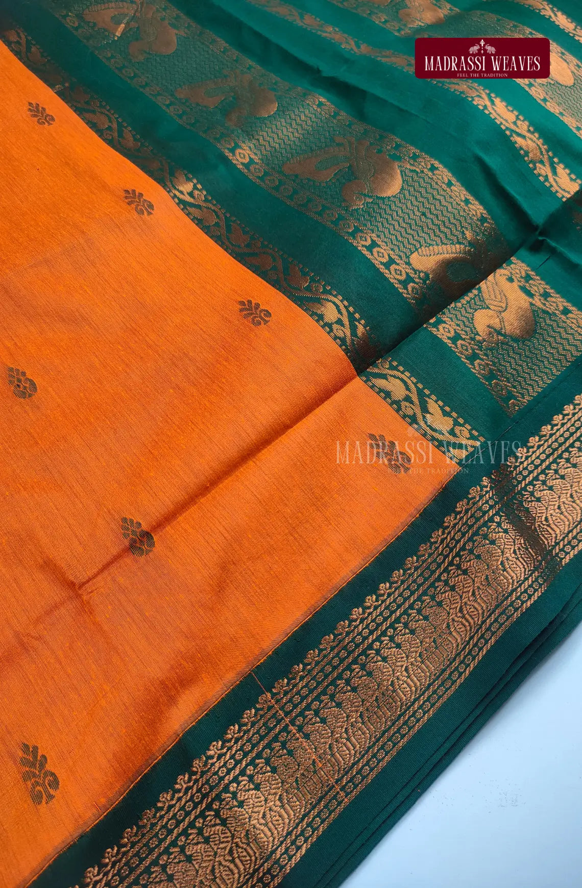 Premium Kalyani Gadwal Cotton Saree - Mango