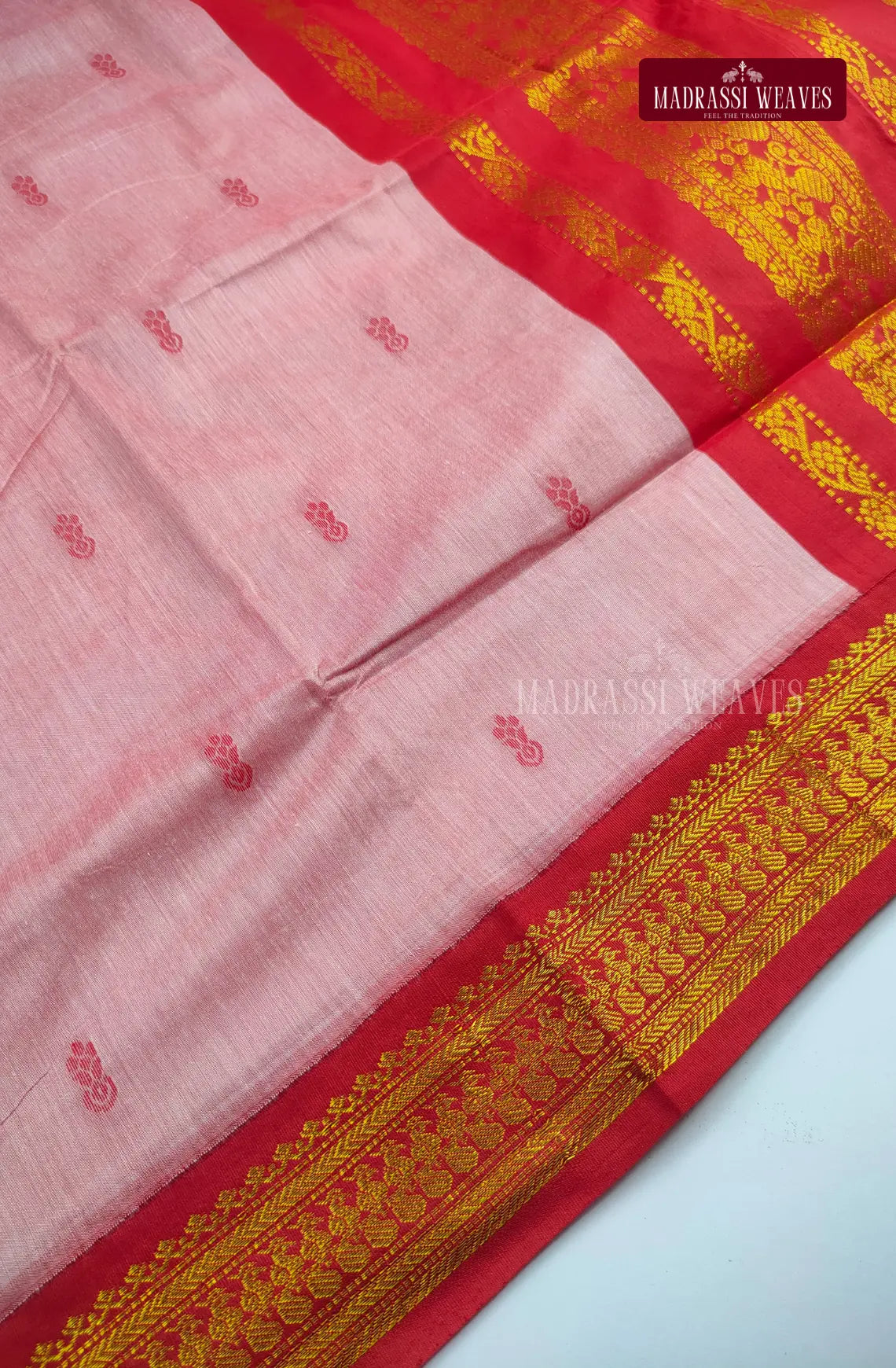 Premium Kalyani Gadwal Cotton Saree - Peach
