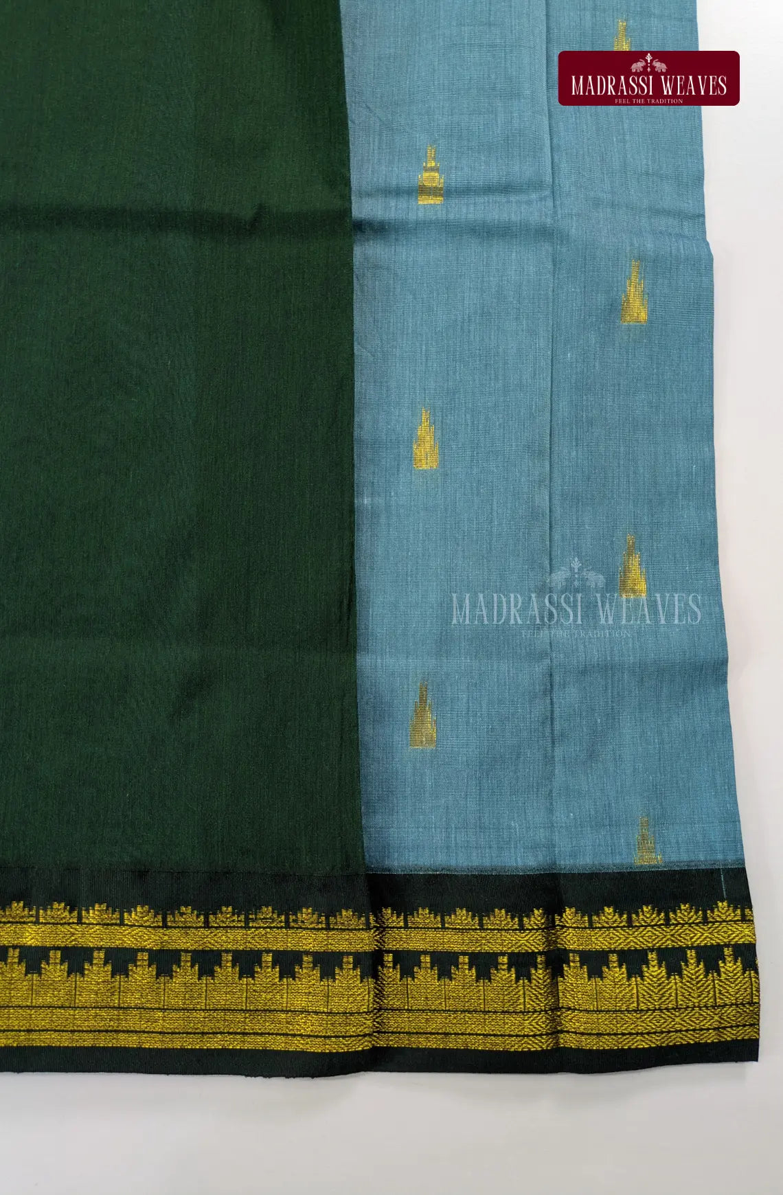 Premium Kalyani Gadwal Cotton Saree - Aqua Blue