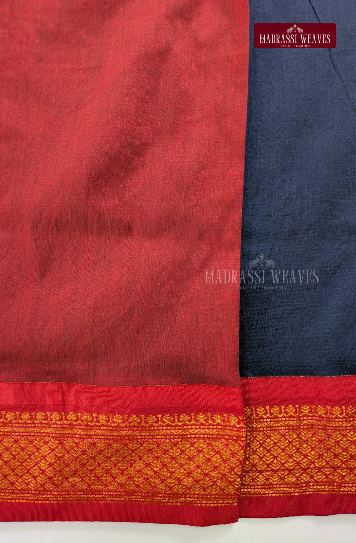 Premium Kalyani Gadwal Cotton Saree - Navy Blue