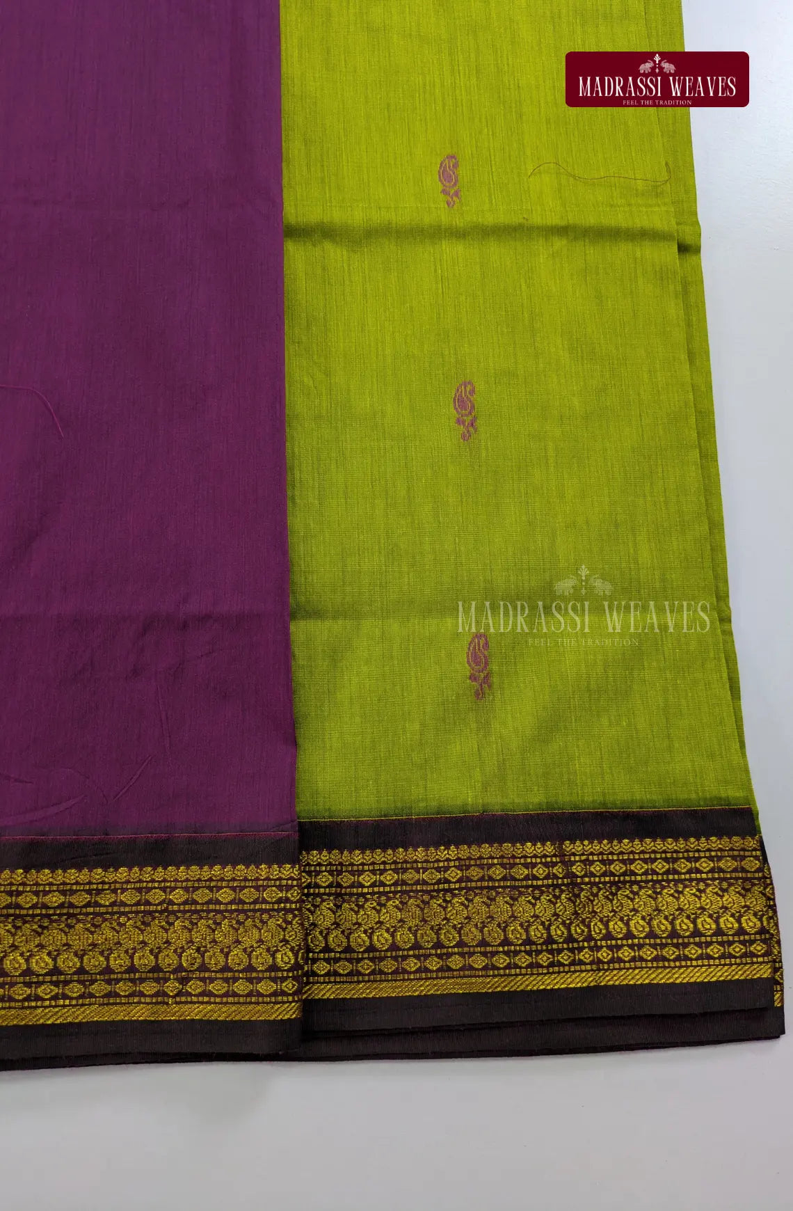Premium Kalyani Gadwal Cotton Saree - Bright Green