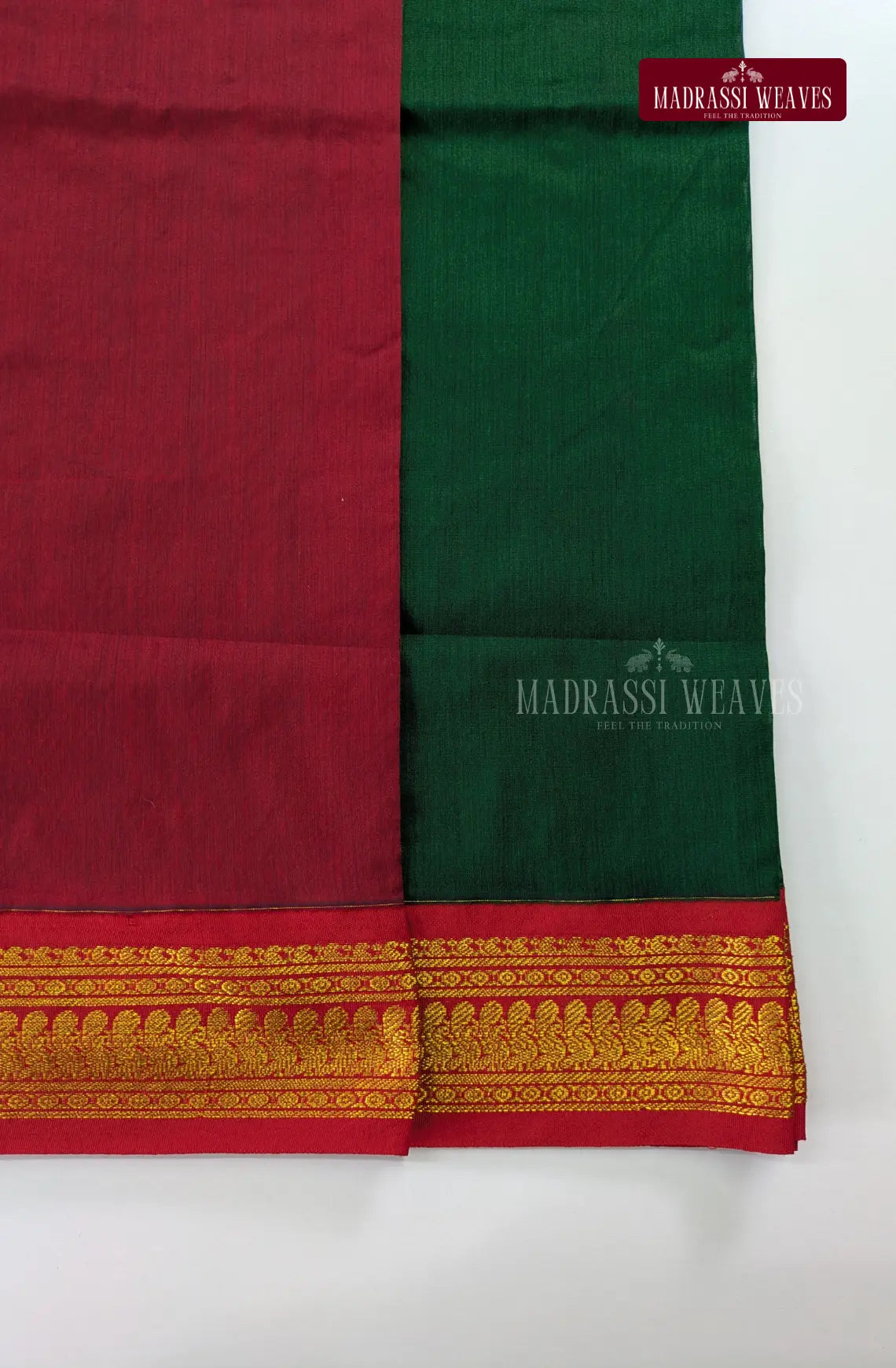 Premium Kalyani Gadwal Cotton Saree - Forest Green
