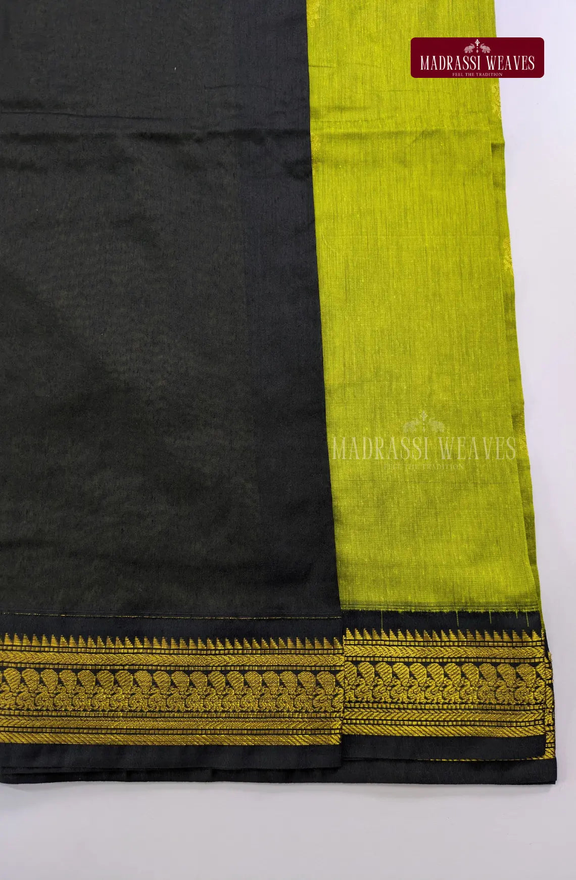 Premium Kalyani Gadwal Cotton Saree - Grass Green