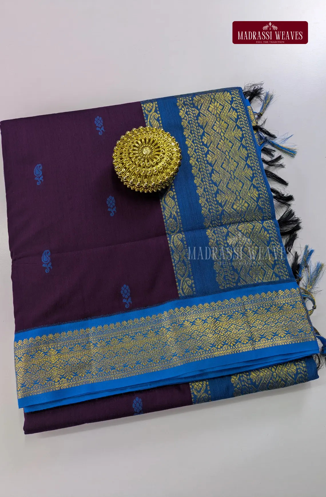 Premium Kalyani Gadwal Cotton Saree - Jamoon Fruit