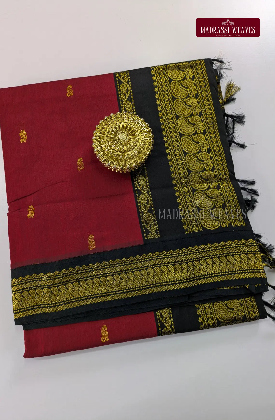 Premium Kalyani Gadwal Cotton Saree - Kumkum Maroon