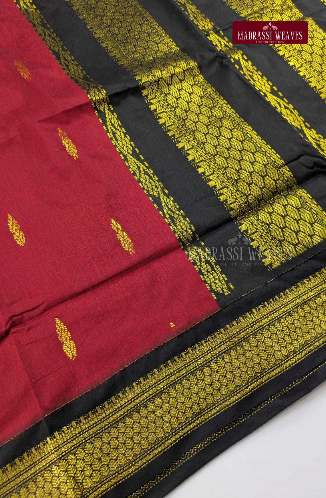 Premium Kalyani Gadwal Cotton Saree - Kumkum Red