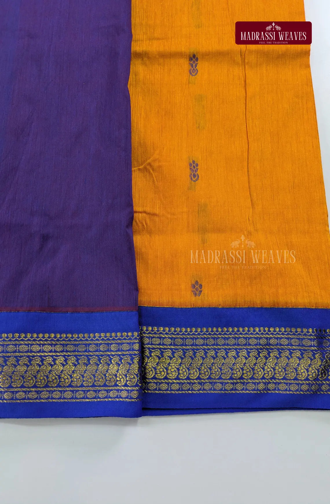 Premium Kalyani Gadwal Cotton Saree - Mango