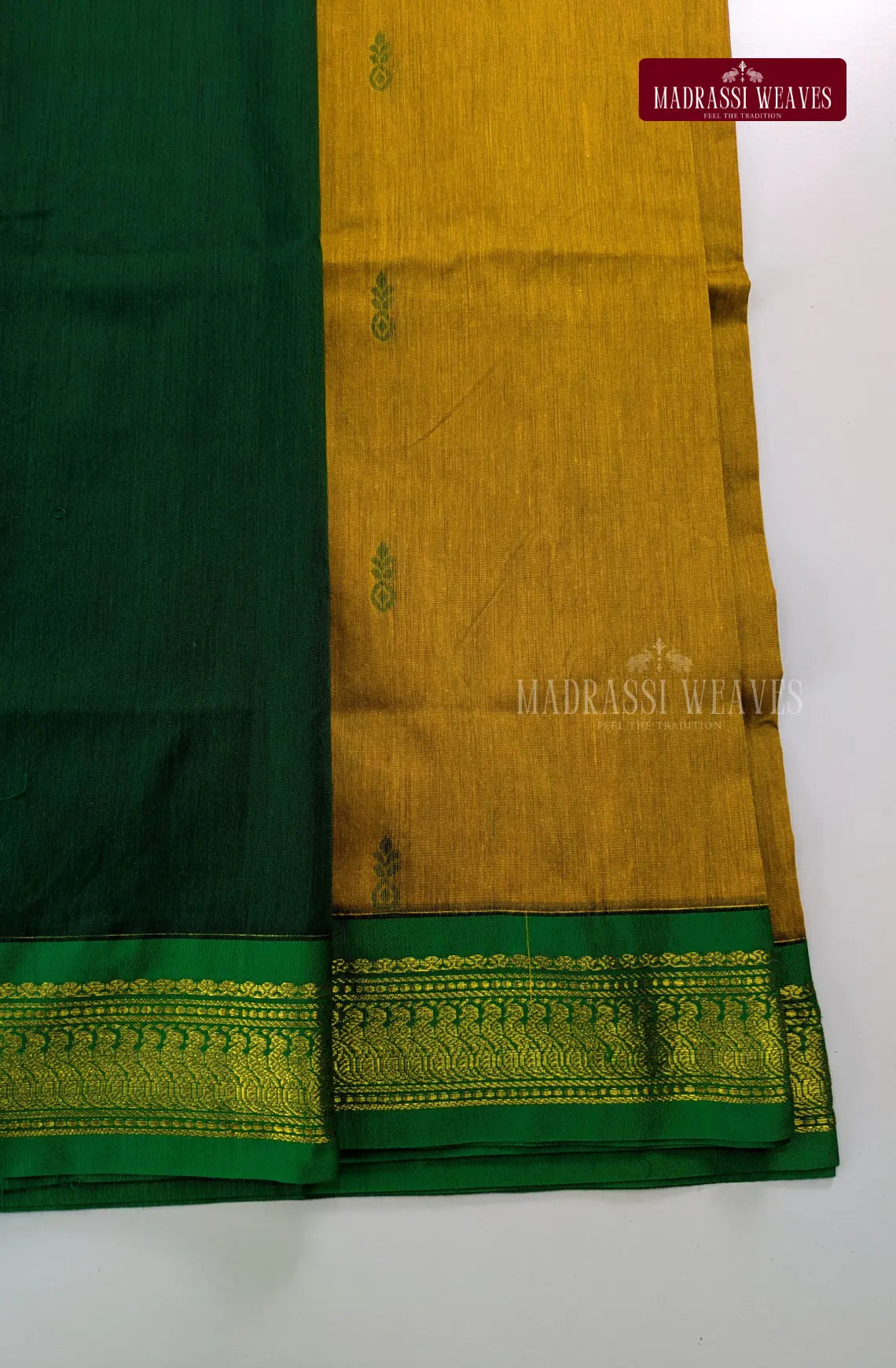 Premium Kalyani Gadwal Cotton Saree - Methi Yellow