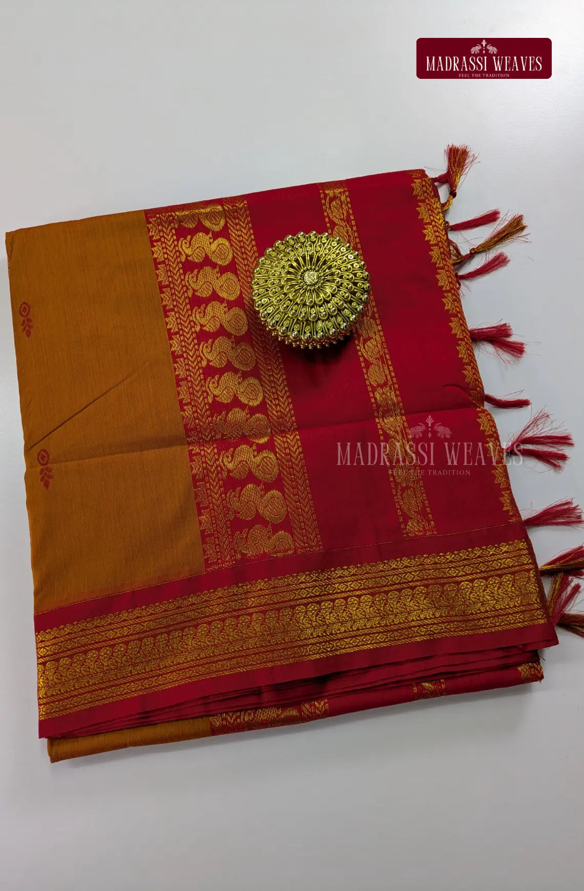 Premium Kalyani Gadwal Cotton Saree - Mustard